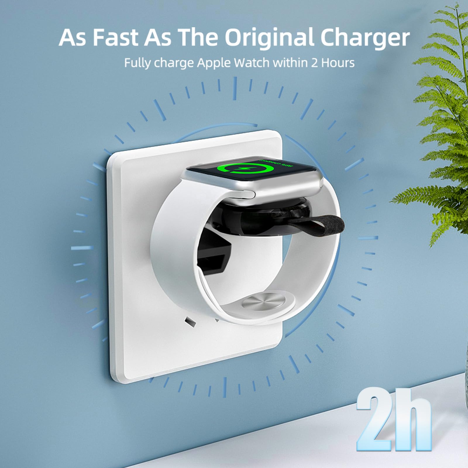 NEWDERY Charger for Apple Watch Portable iWatch USB Wireless Charger, Travel Cordless Charger with Light Weight Magnetic Quick Charge for Apple Watch Ultra 2 Series 9 8 7 6 5 4 3 2 1 SE, White