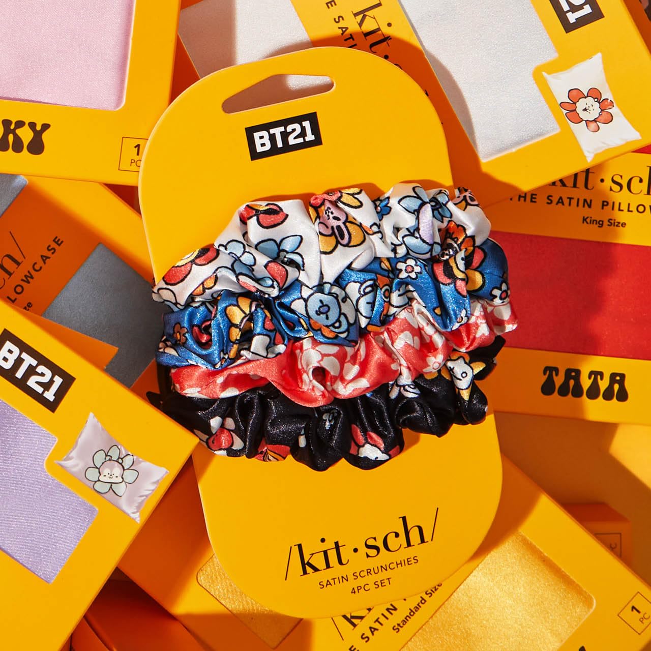 Kitsch Satin Hair Scrunchies for Women, Softer Than Silk Scrunchies for Hair, Satin Scrunchies for Girls, Satin Hair Ties for Women, Silk Hair Ties No Damage, Silk Ponytail Holders, 5 pcs (Cameo)