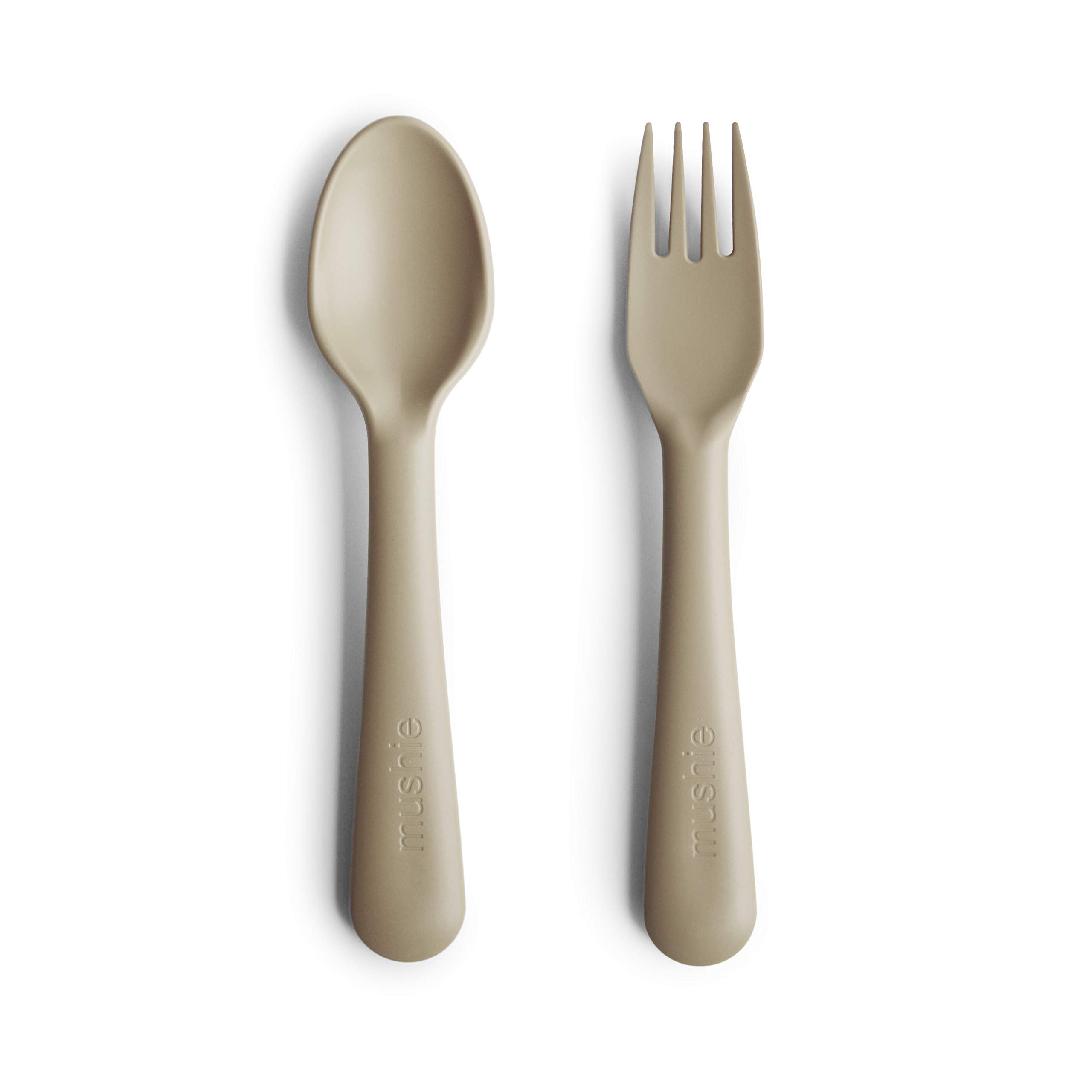 mushie Flatware Fork and Spoon Set for Kids | Made in Denmark (Sage)