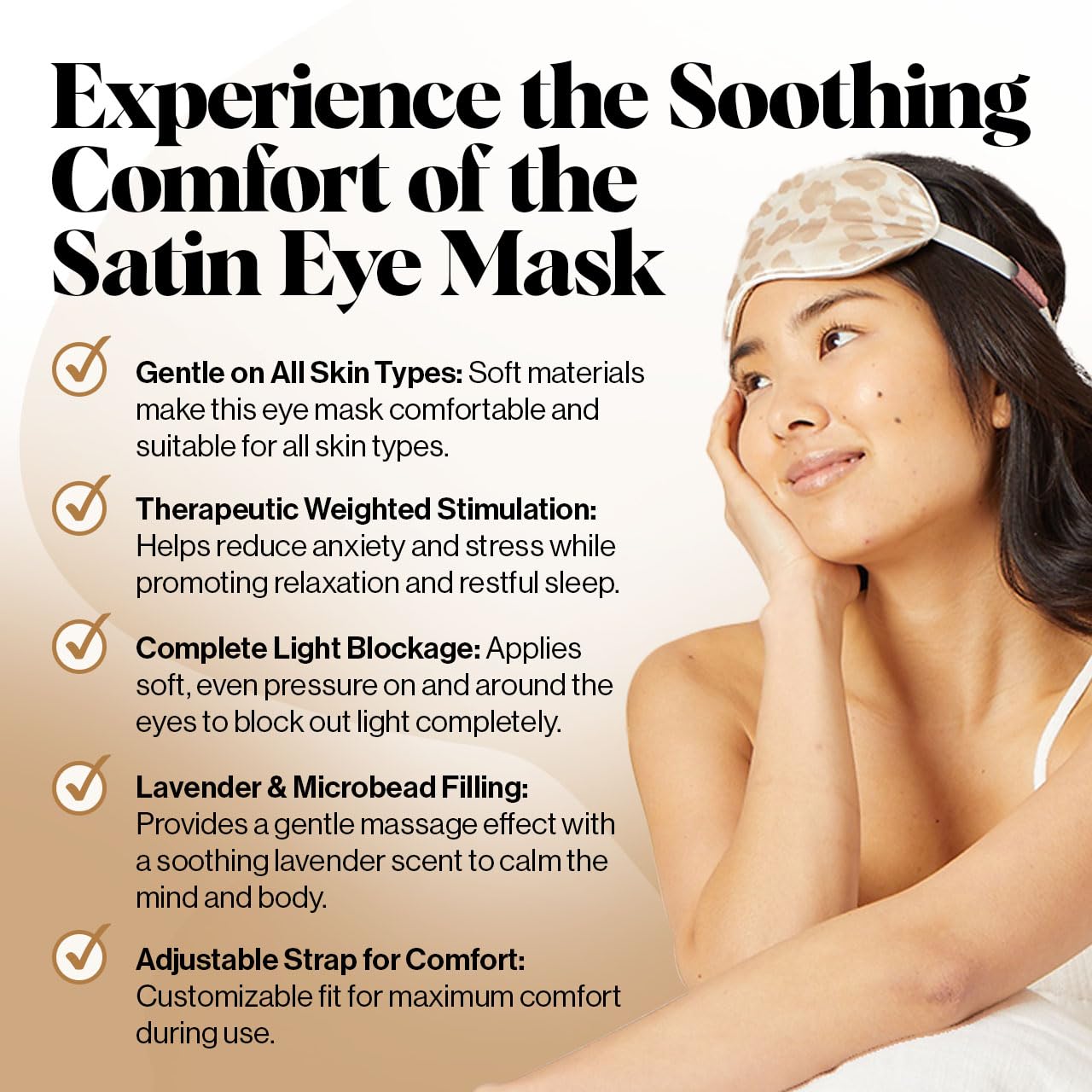 Kitsch Blackout Satin Sleep Mask, Softer Than Real Mulberry Silk Eye Cover, Soft Pressure Free Shade Blindfold for Puffy Eyes with Adjustable Straps, Weighted Eye Mask for Sleeping Women Men, Charcoal