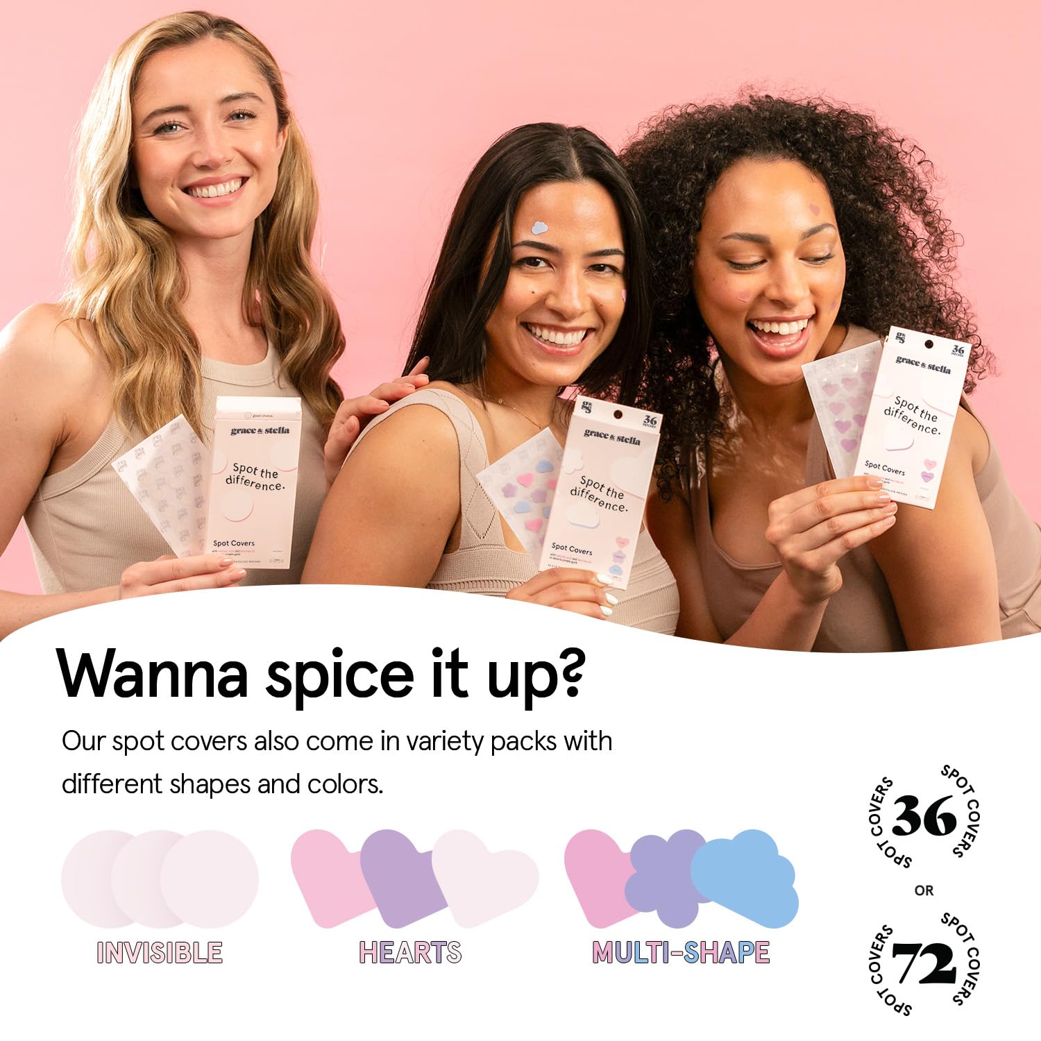grace & stella Pimple Patches For Face (Round, 36 Count) - Hydrocolloid Acne Patches for Face - Dermatologist Tested, Vegan, Cruelty-Free