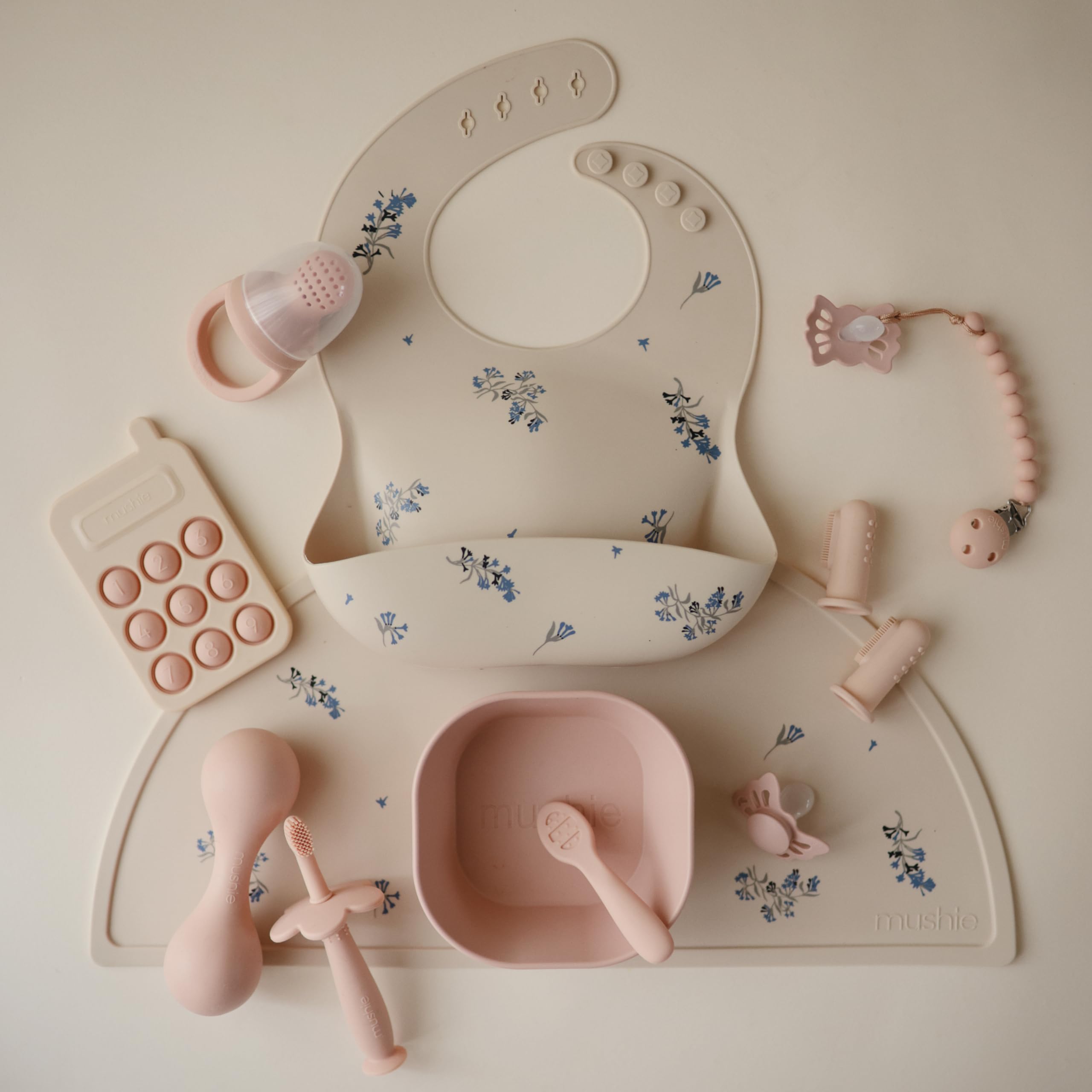 mushie Silicone Baby Bib | Adjustable Fit Waterproof Bibs (Whales)