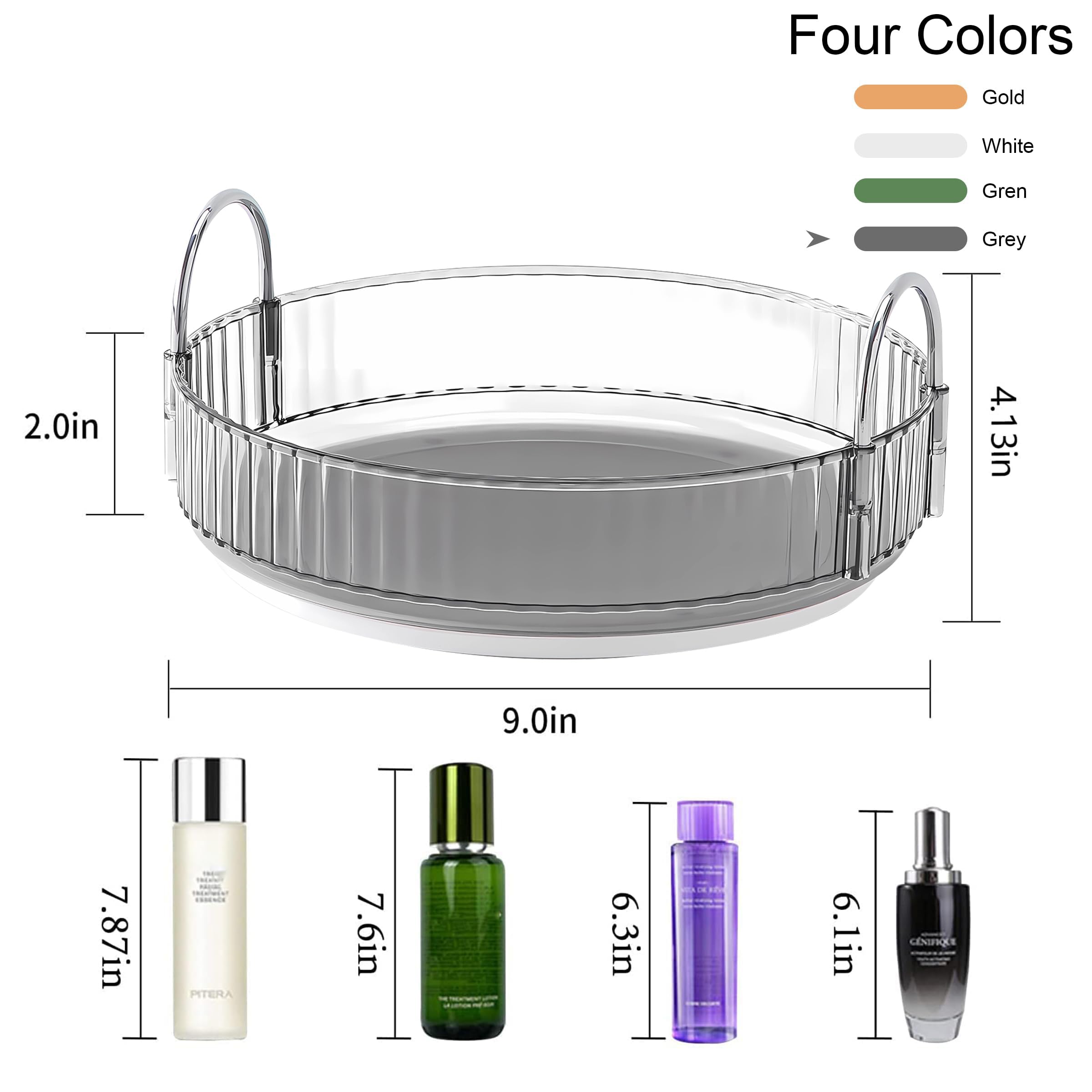YCIA&DONE 360 Rotating Makeup Organizer and Storage for Vanity Bathroom Countertop, High Capacity Cosmetic Skincare Perfume Organizer for Dresser Lazy Susan Organizers(Clear White,2 Tiers)