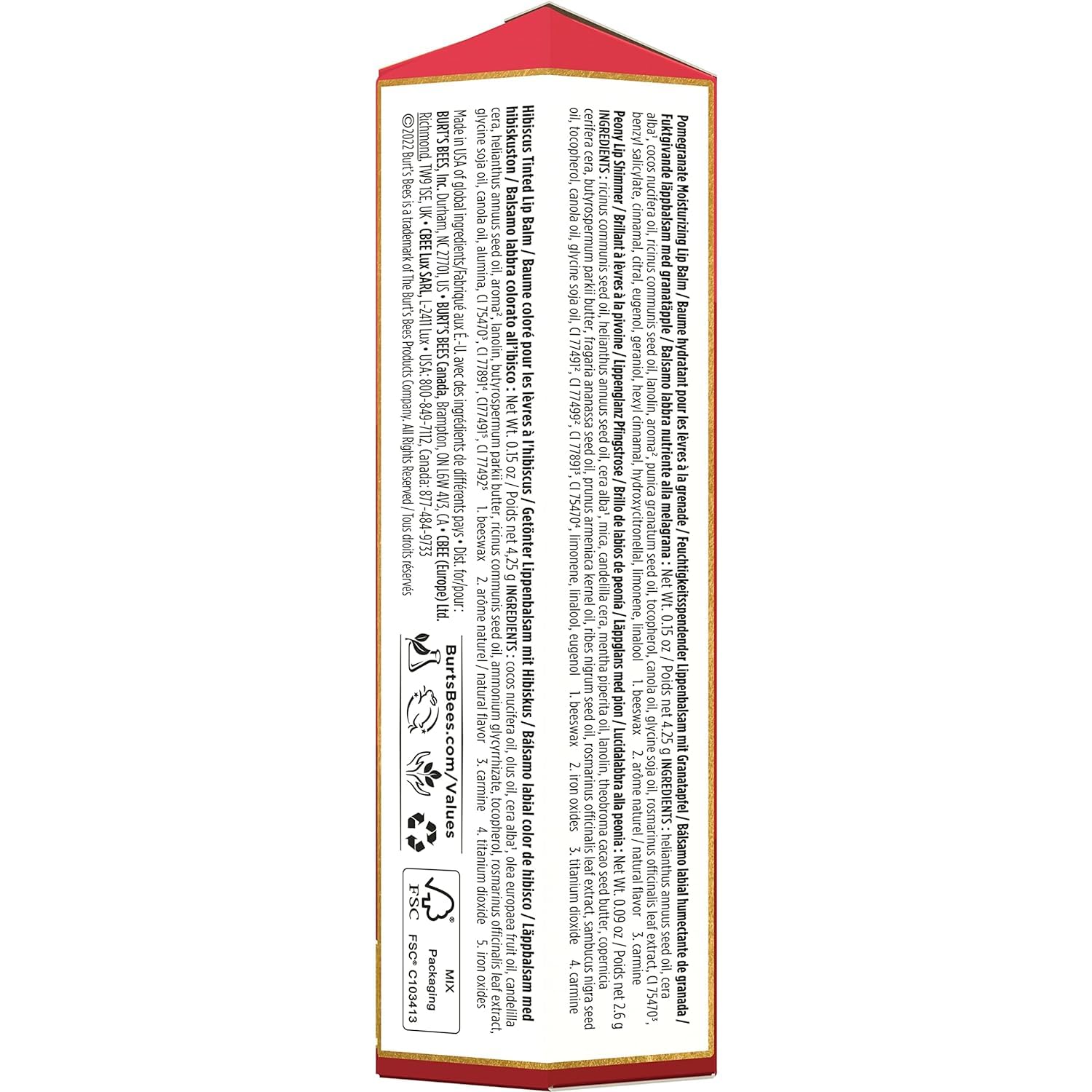 Burt’s Bees Christmas Gifts, 4 Lip Balm Stocking Stuffers Products, Beeswax Bounty Classic Set - Original Beeswax Moisturizing Lip Balm (4-Pack)