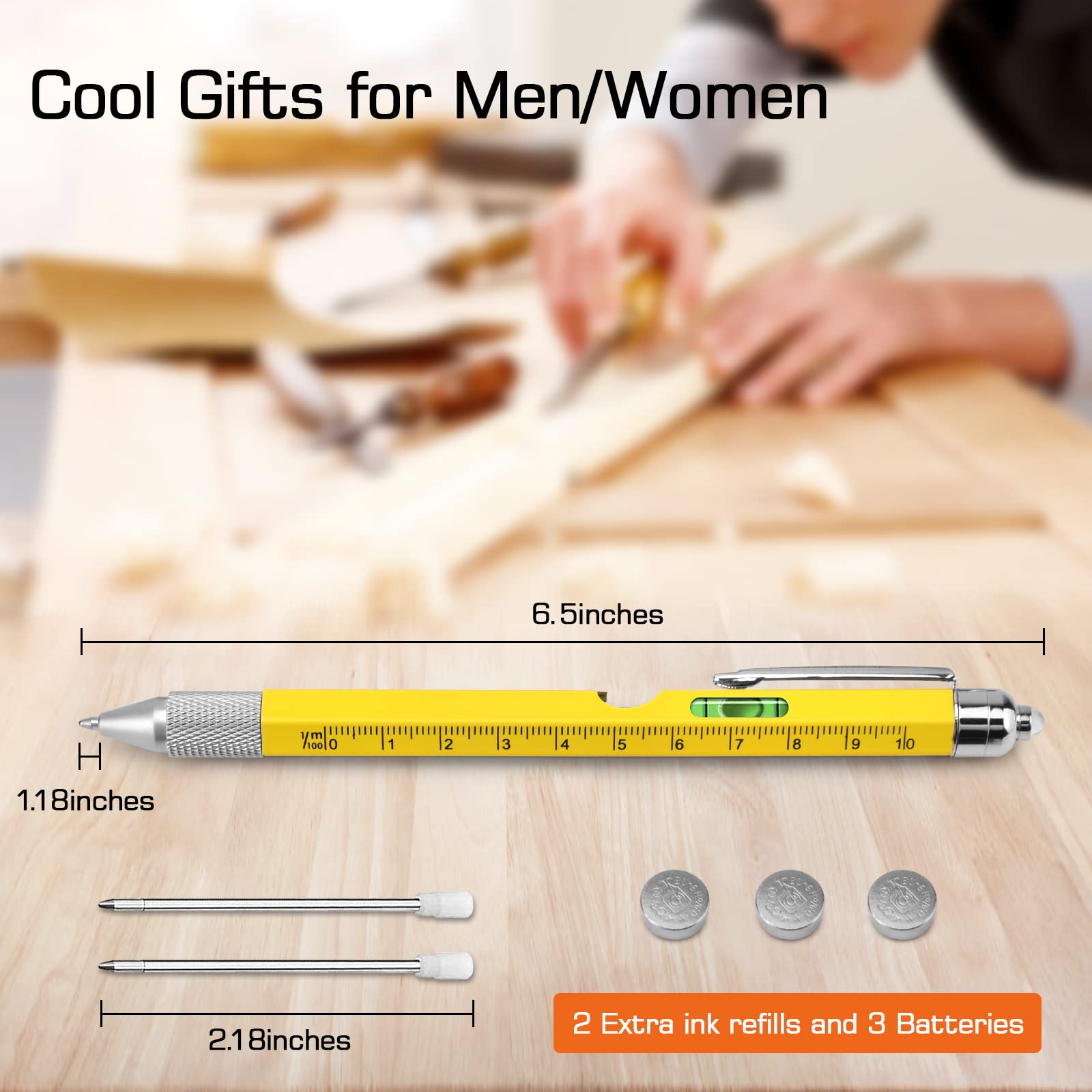 Gifts for Men, Stocking Stuffers for Adults Men, Fathers Day Dad Gifts from Daughter Son Wife, 9 in 1 Multitool Pen, Tools Gadgets for Men, Birthday Christmas White Elephant Gifts for Grandpa Husband