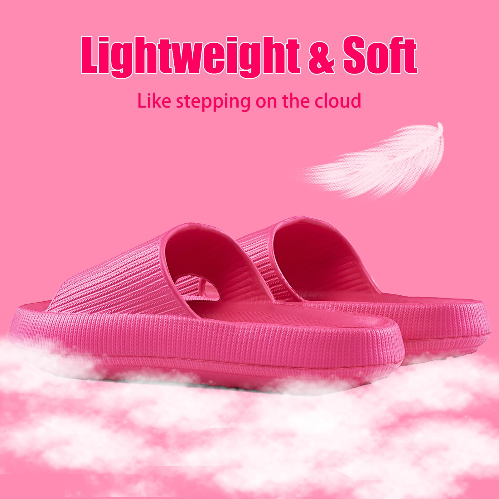 rosyclo Cloud Slippers for Women and Men, Pillow House Slippers Shower Shoes Indoor Slides Bathroom Sandals, Ultimate Comfort, Lightweight, Thick Sole, Non-Slip, Easy to Clean