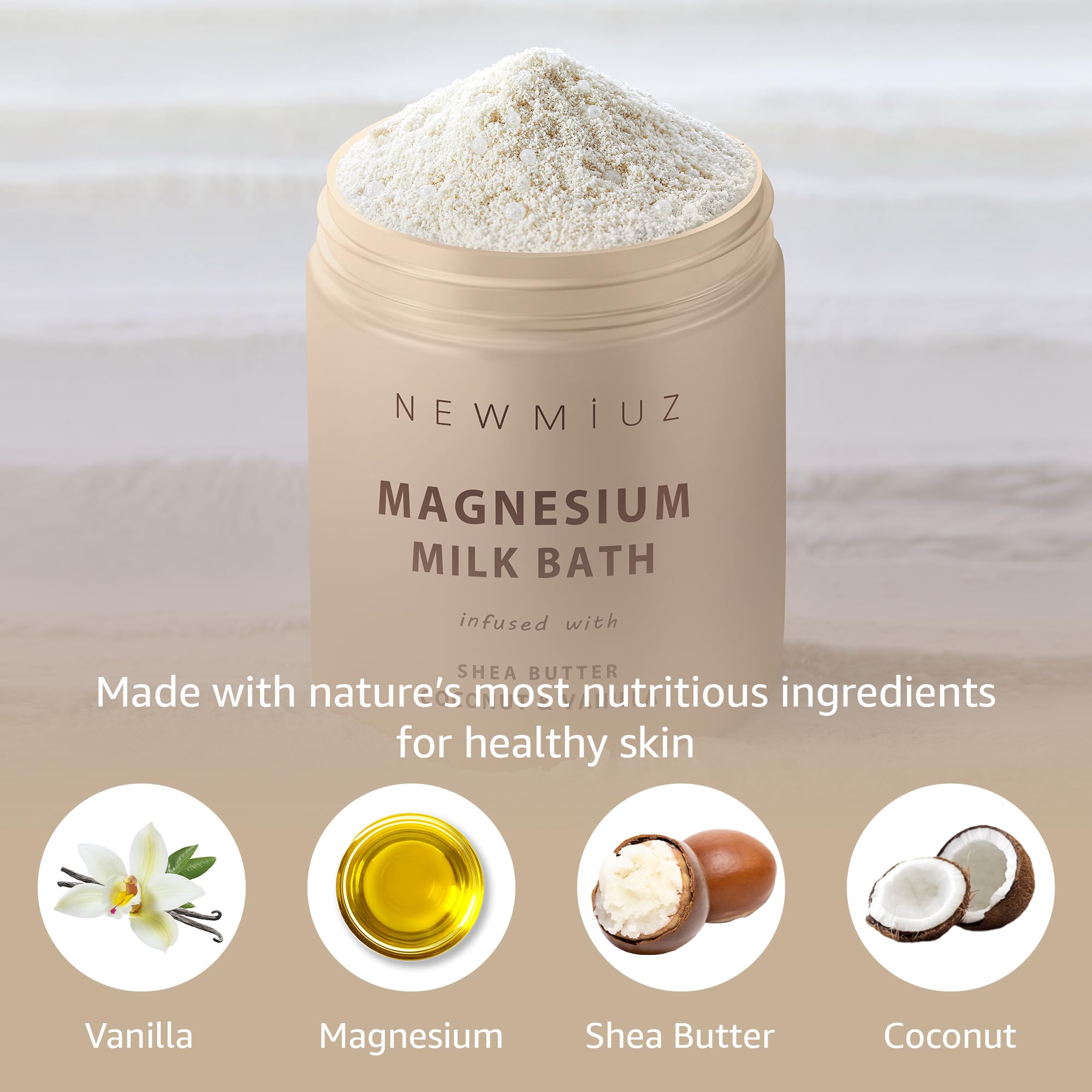 Creamy Magnesium Milk Bath Soak Powder Moisturize Soften Skin Coconut Vanilla Shea Butter Luxury Spa Bath Salt Mother&