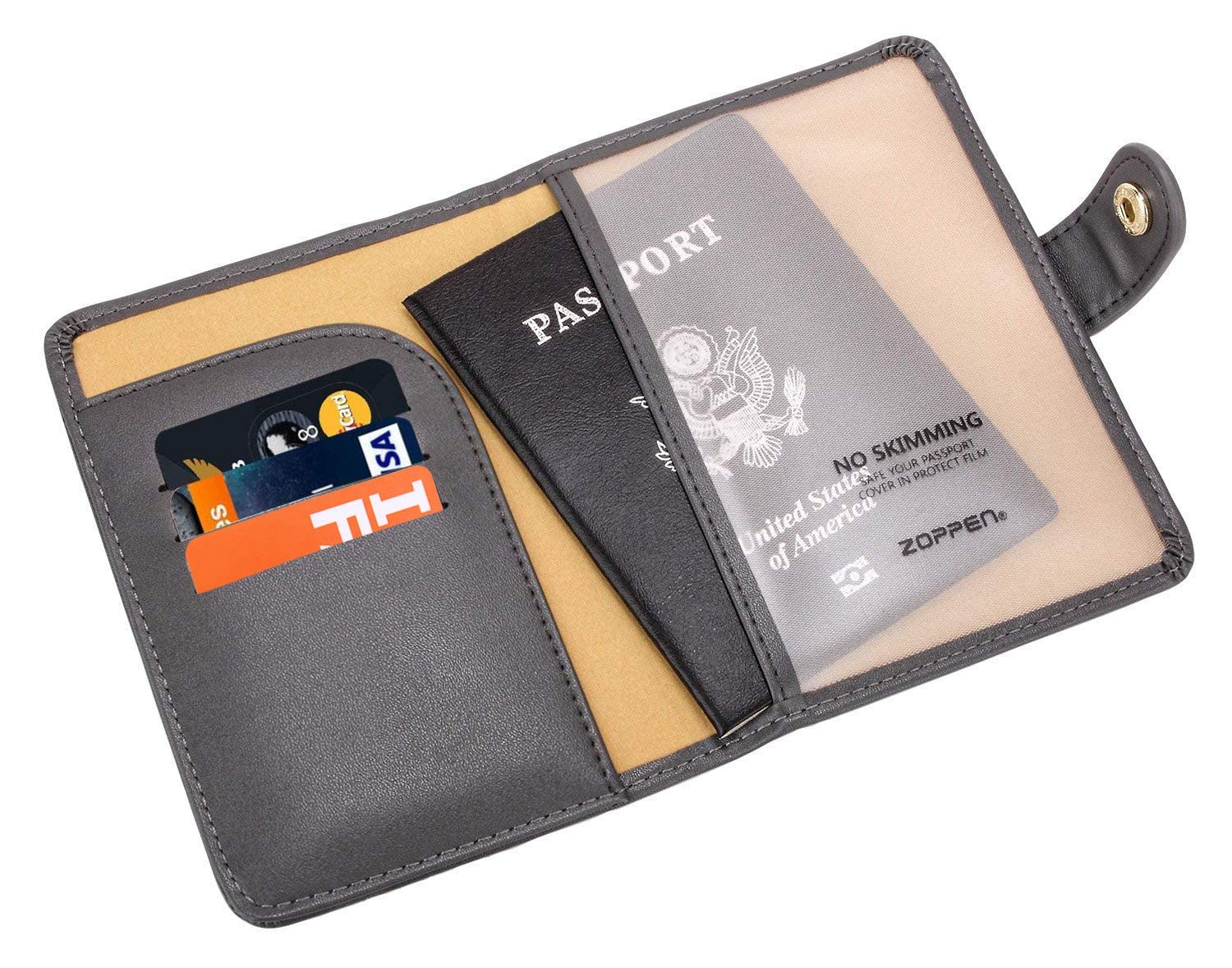 Zoppen RFID Blocking Travel Passport Holder Cadanian Passport Cover Slim Id Card Case (