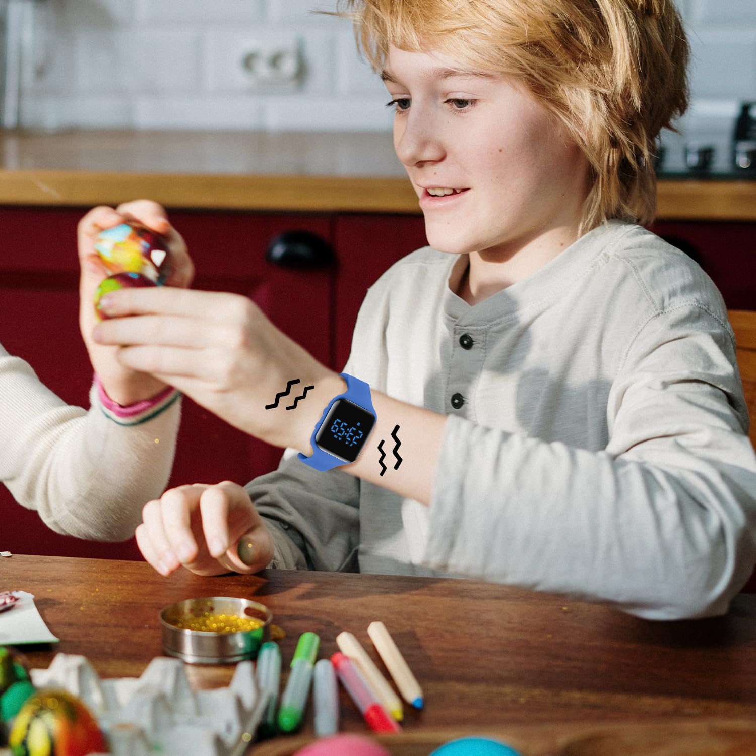 Kids Watch, No App Fitness Tracker Watch for Kids Teenager Digital Watch with Steps Counter/Distance/Calories/Alarm/Stopwatch Fitness Watch for Kids Girls Boys Gift for Teens