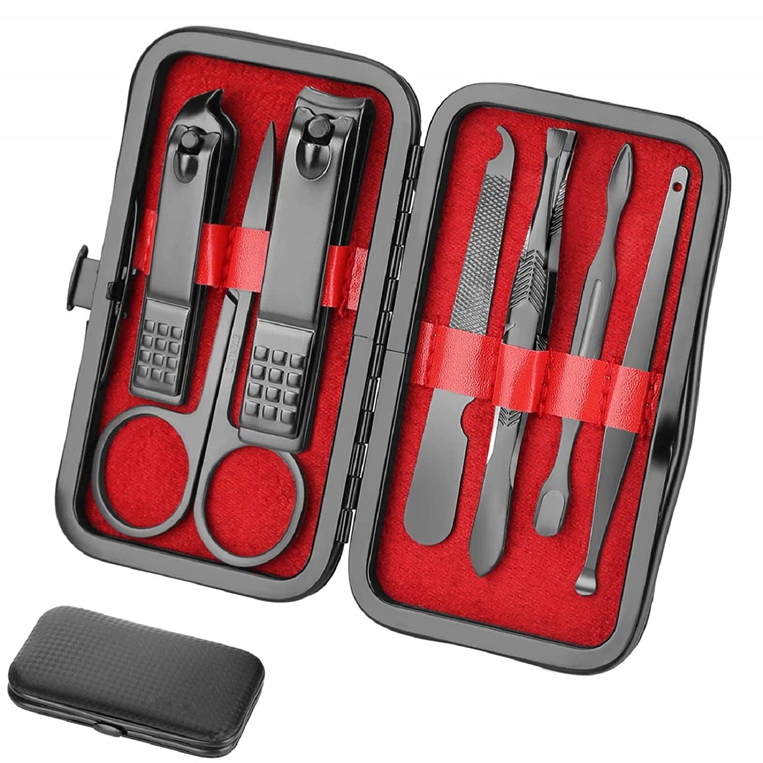 Manicure Set Professional Grooming Kits, Nail Clippers Pedicure Kit 8pcs Nail Kit Pedicure Set Tools with Aceoce Travel Case for Women Men Home or Salon Gift