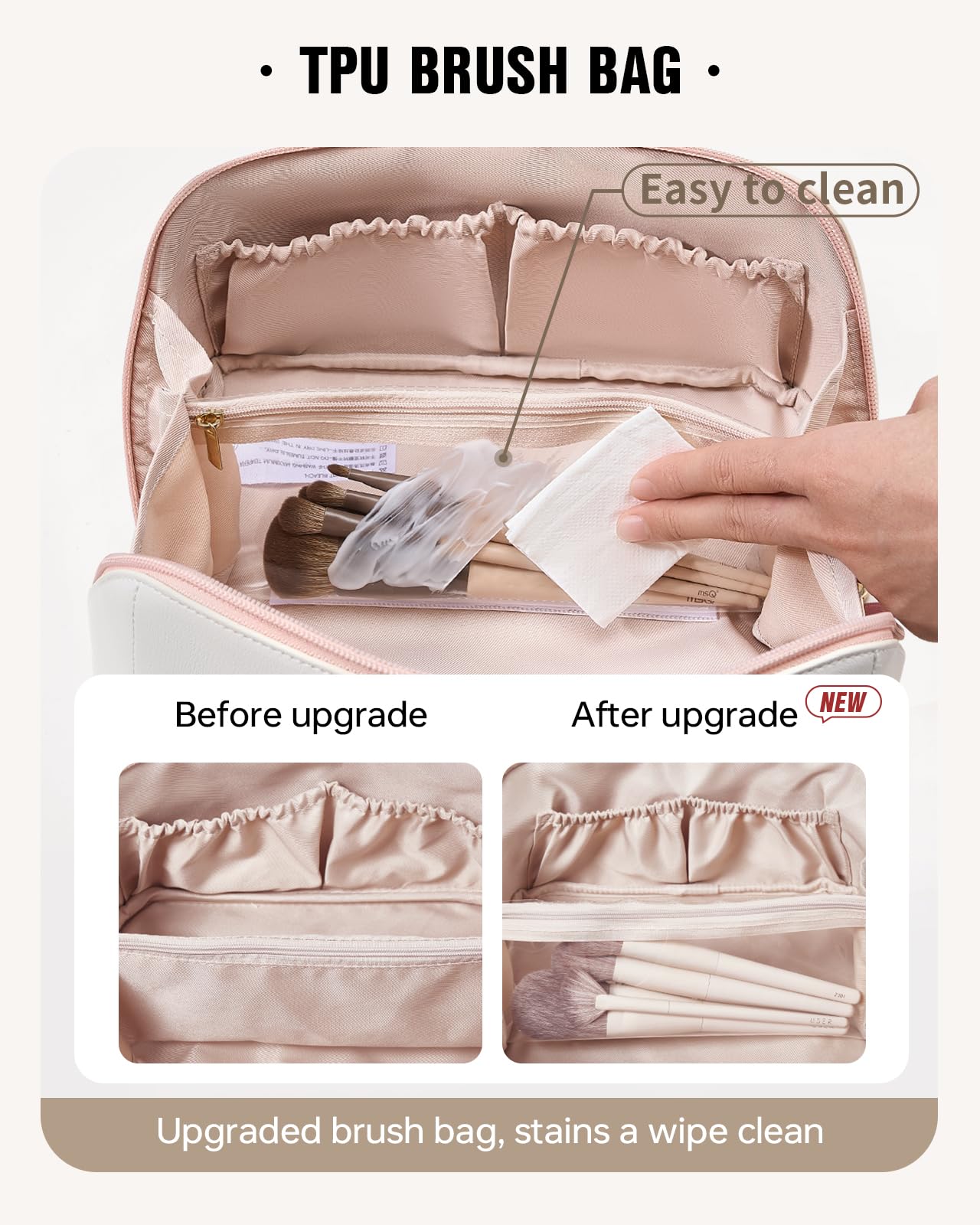 EACHY Travel Makeup Bag,Large Capacity Cosmetic Bags for Women,Waterproof Portable Pouch Open Flat Toiletry Bag Make up Organizer with Divider and Handle