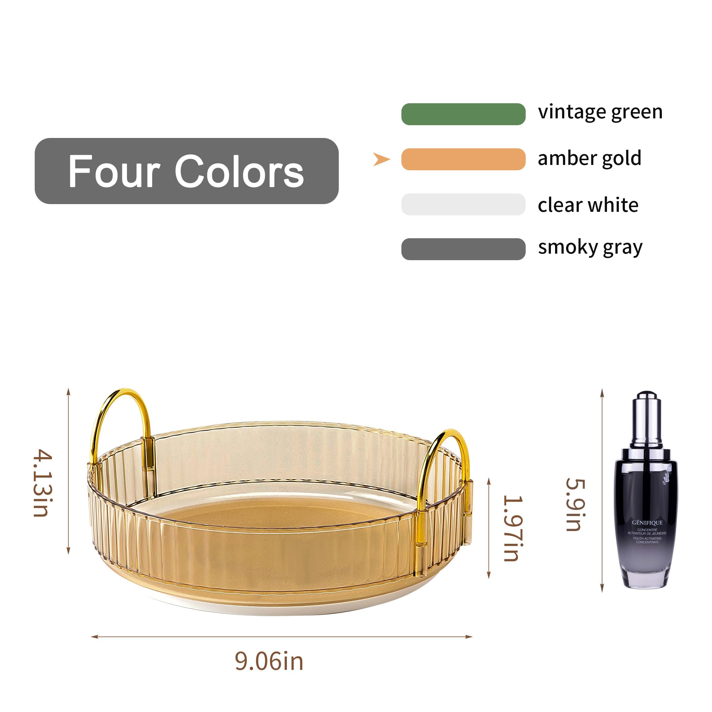 YCIA&DONE 360 Rotating Makeup Organizer and Storage for Vanity Bathroom Countertop, High Capacity Cosmetic Skincare Perfume Organizer for Dresser Lazy Susan Organizers(Clear White,2 Tiers)