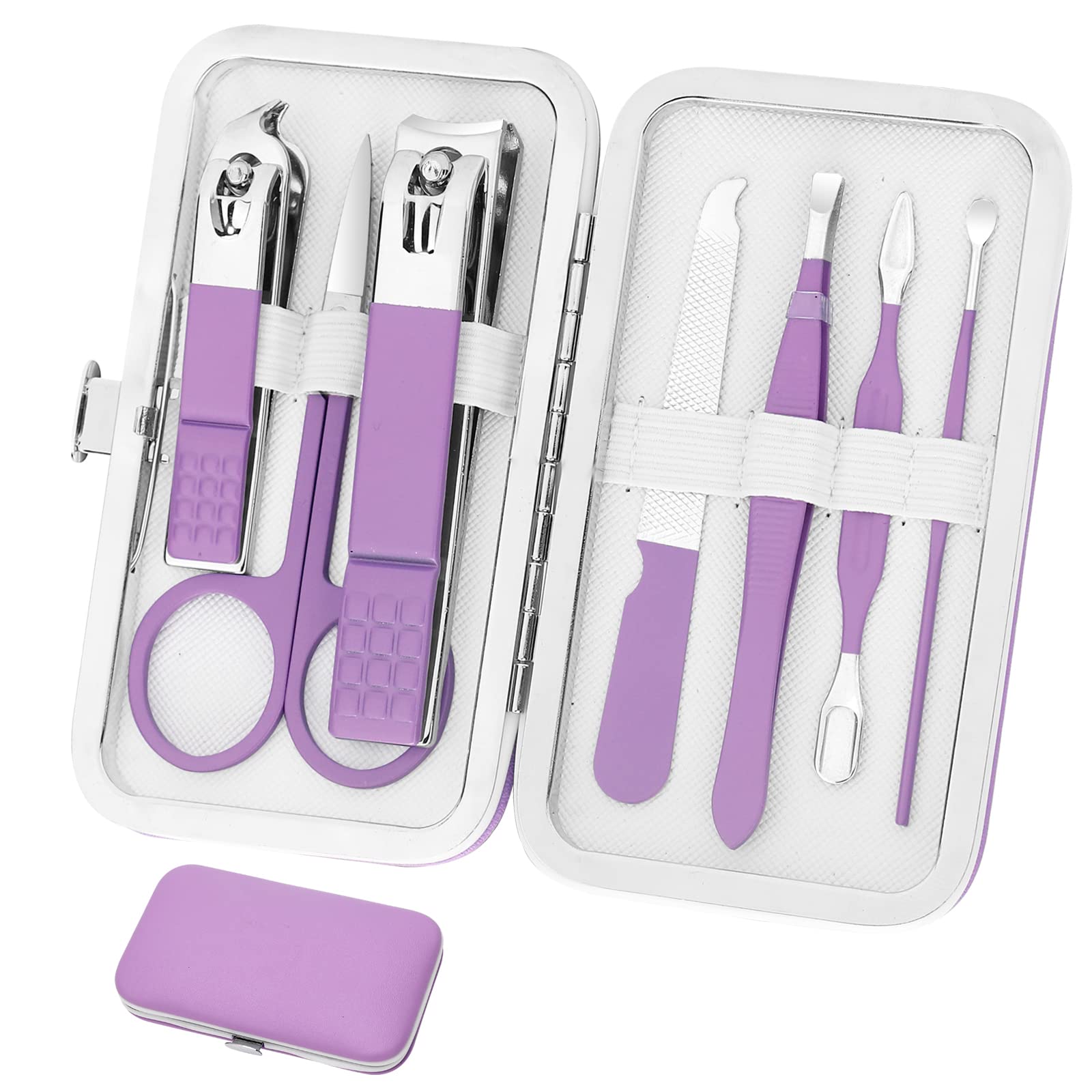 Manicure Set Professional Grooming Kits, Nail Clippers Pedicure Kit 8pcs Nail Kit Pedicure Set Tools with Aceoce Travel Case for Women Men Home or Salon Gift