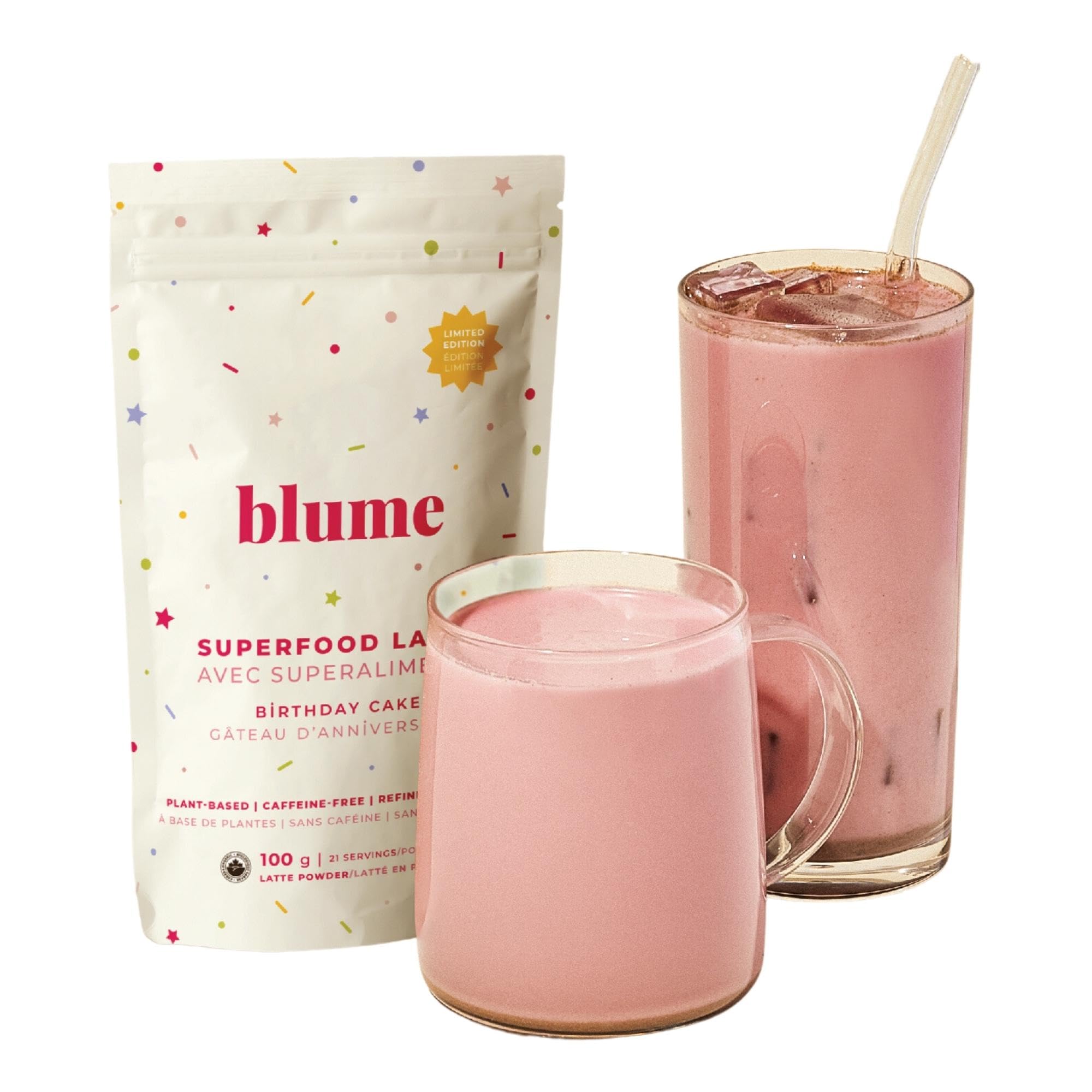 Blume Rose London Fog Latte with Zero Sugar or Caffeine - Certified Organic, Vegan and Gluten-Free - Tart Cherry & Rosehips blend rich Antioxidant & Vitamin to Ease Bloating and Boost Your Natural Glow - 30 Servings