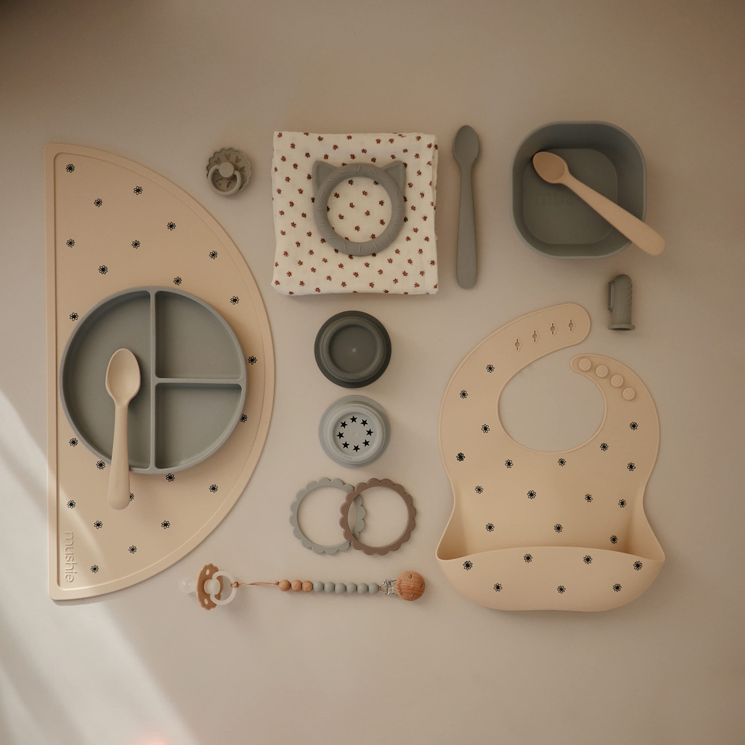 mushie Silicone Baby Bib | Adjustable Fit Waterproof Bibs (Whales)