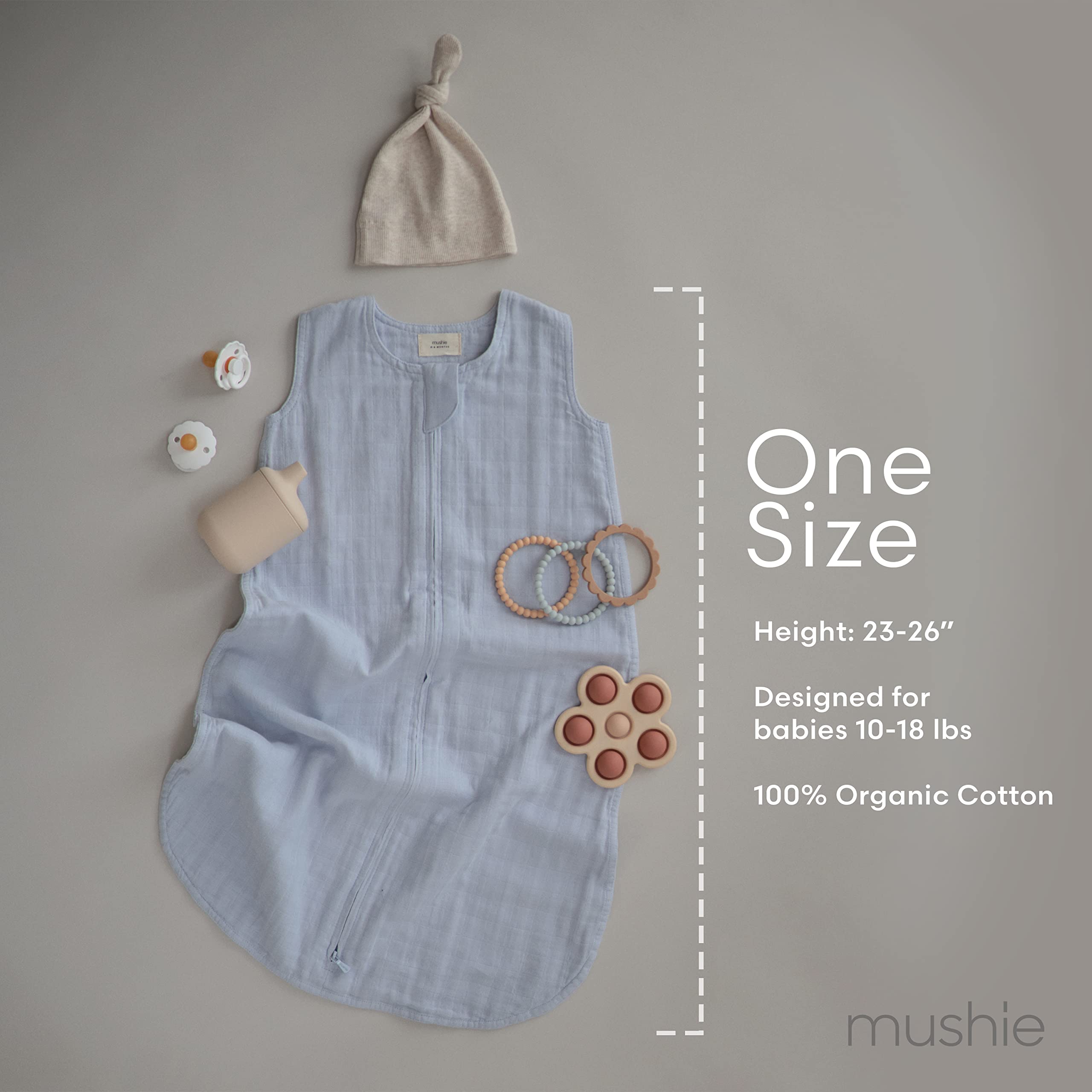mushie Baby Wearable Blanket | 100% Organic Cotton Muslin | Sleeping Bag for Infants (Natural)