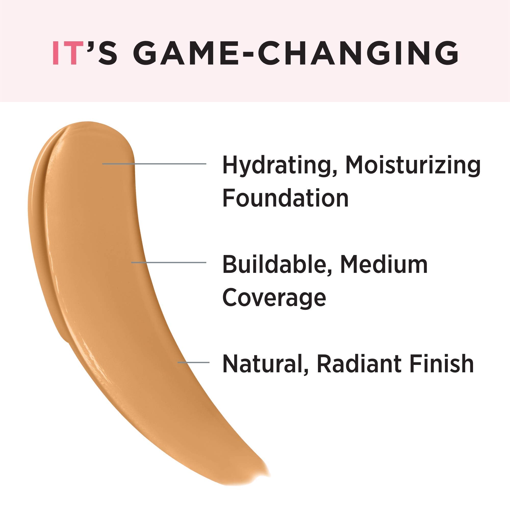 IT Cosmetics Your Skin But Better Foundation + Skincare - Hydrating Medium Buildable Coverage - Minimizes Pores & Imperfections - Natural Radiant Finish - With Hyaluronic Acid - 1.0 fl oz