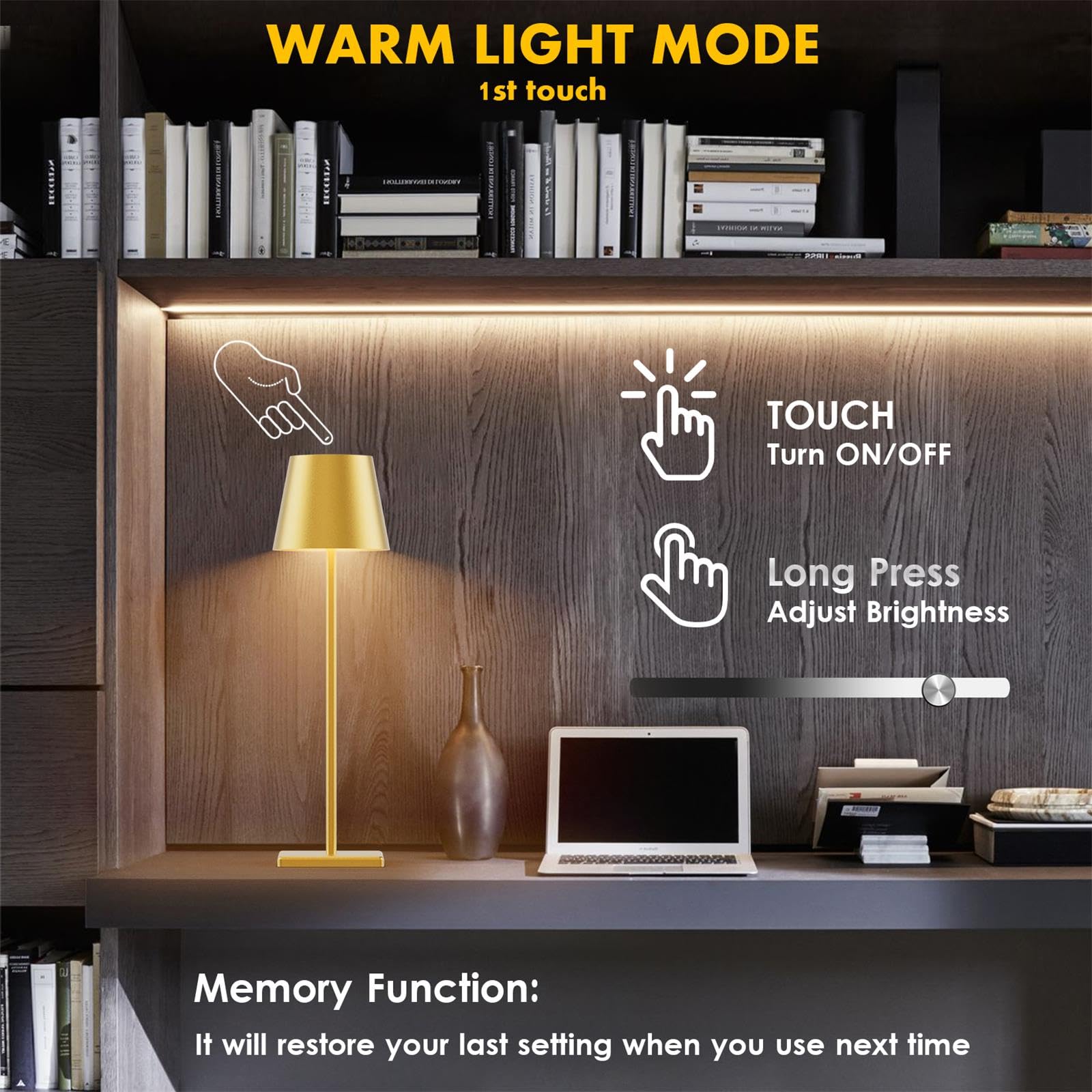 2-Pack LED Cordless Table Lamp, Rechargeable Battery Desk lamp 3W 5500mAh Battery Operated Stepless Dimming Modern Portable Table Light for Restaurant/Bedroom/Outdoor IP54 Waterproof (Off White)