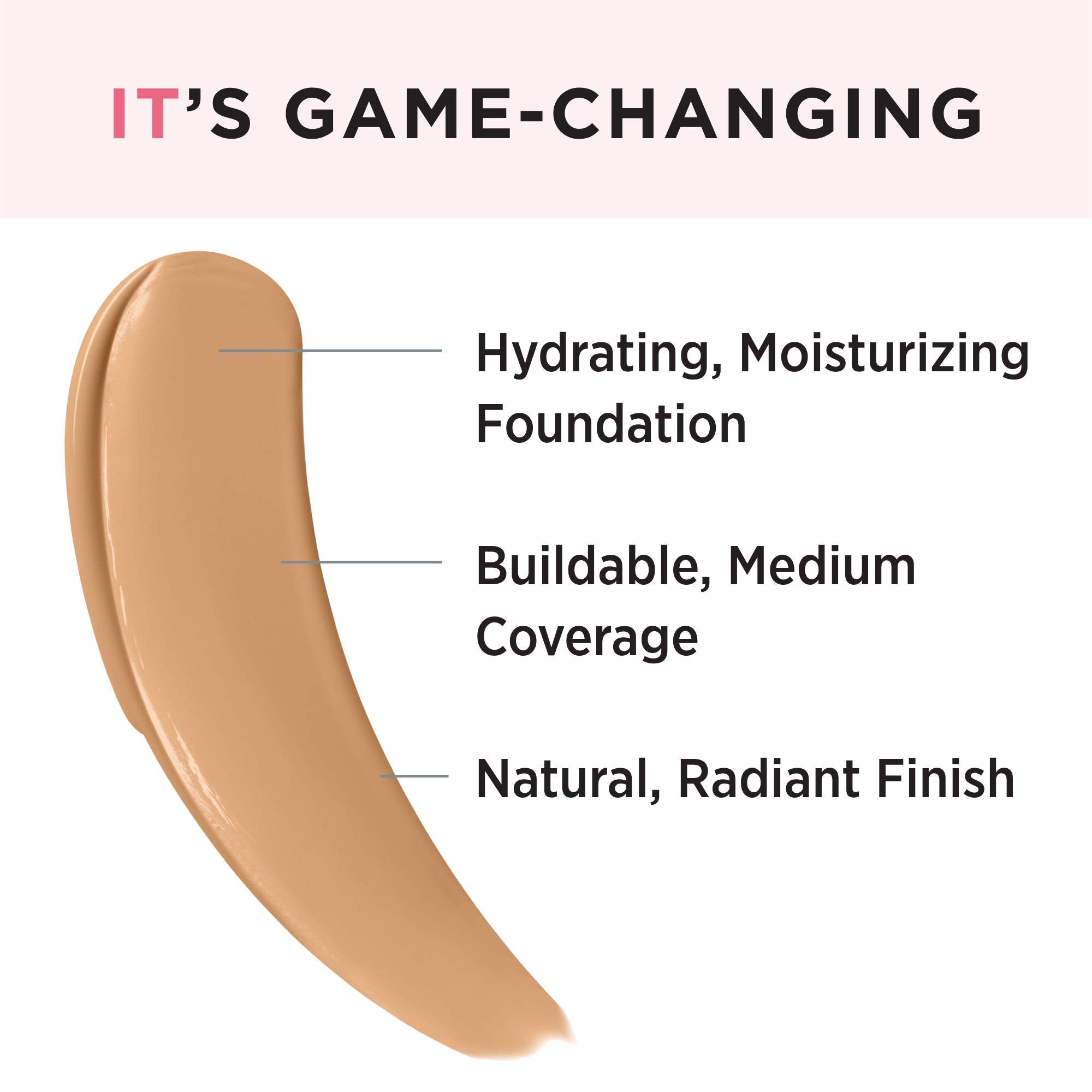 IT Cosmetics Your Skin But Better Foundation + Skincare - Hydrating Medium Buildable Coverage - Minimizes Pores & Imperfections - Natural Radiant Finish - With Hyaluronic Acid - 1.0 fl oz