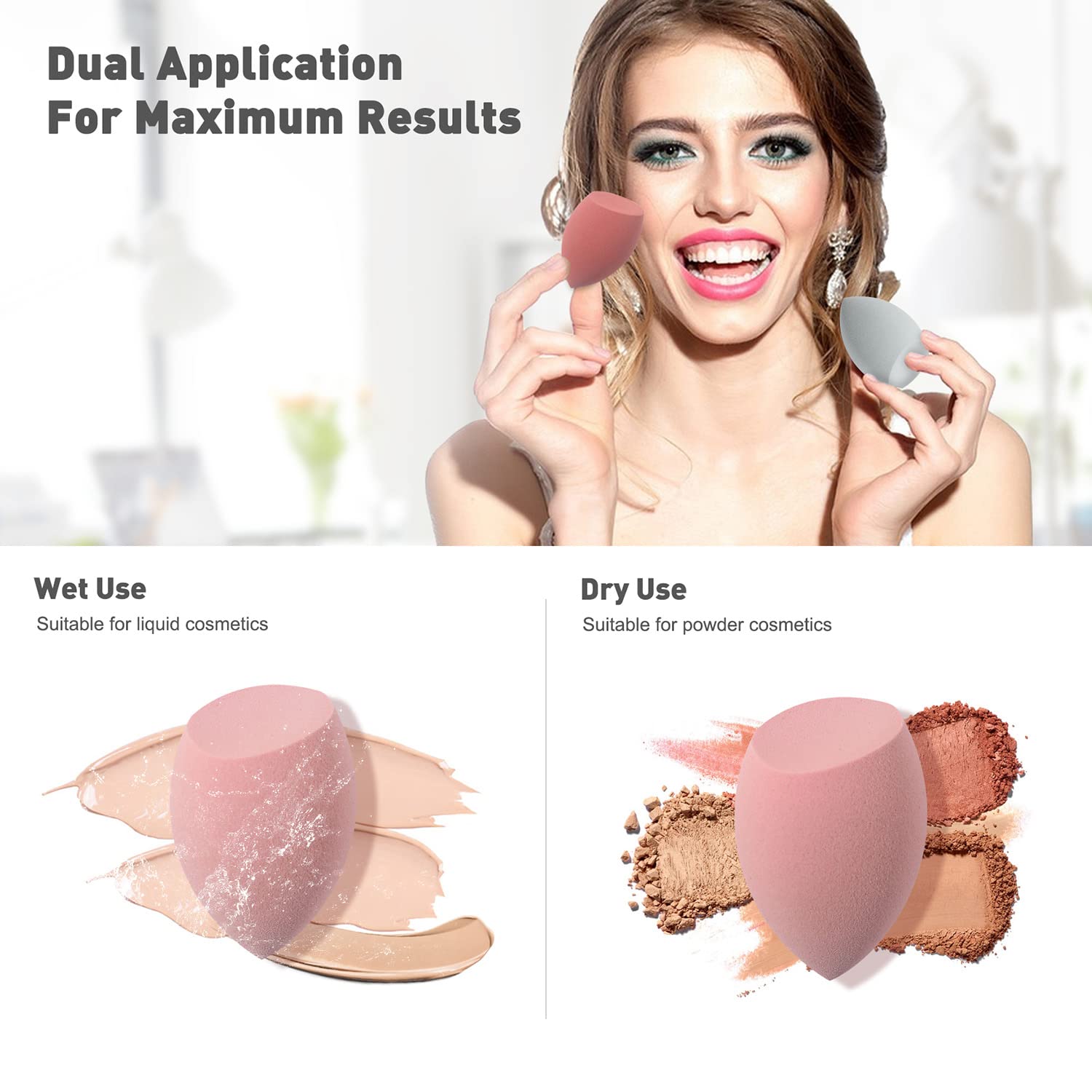 BEZOX Makeup Sponge Holder, Silicone Beauty Sponge Case with Double-Sided Vent Design for Quick Drying, Compact Travel Essentials Make Up Blender Container - Khaki