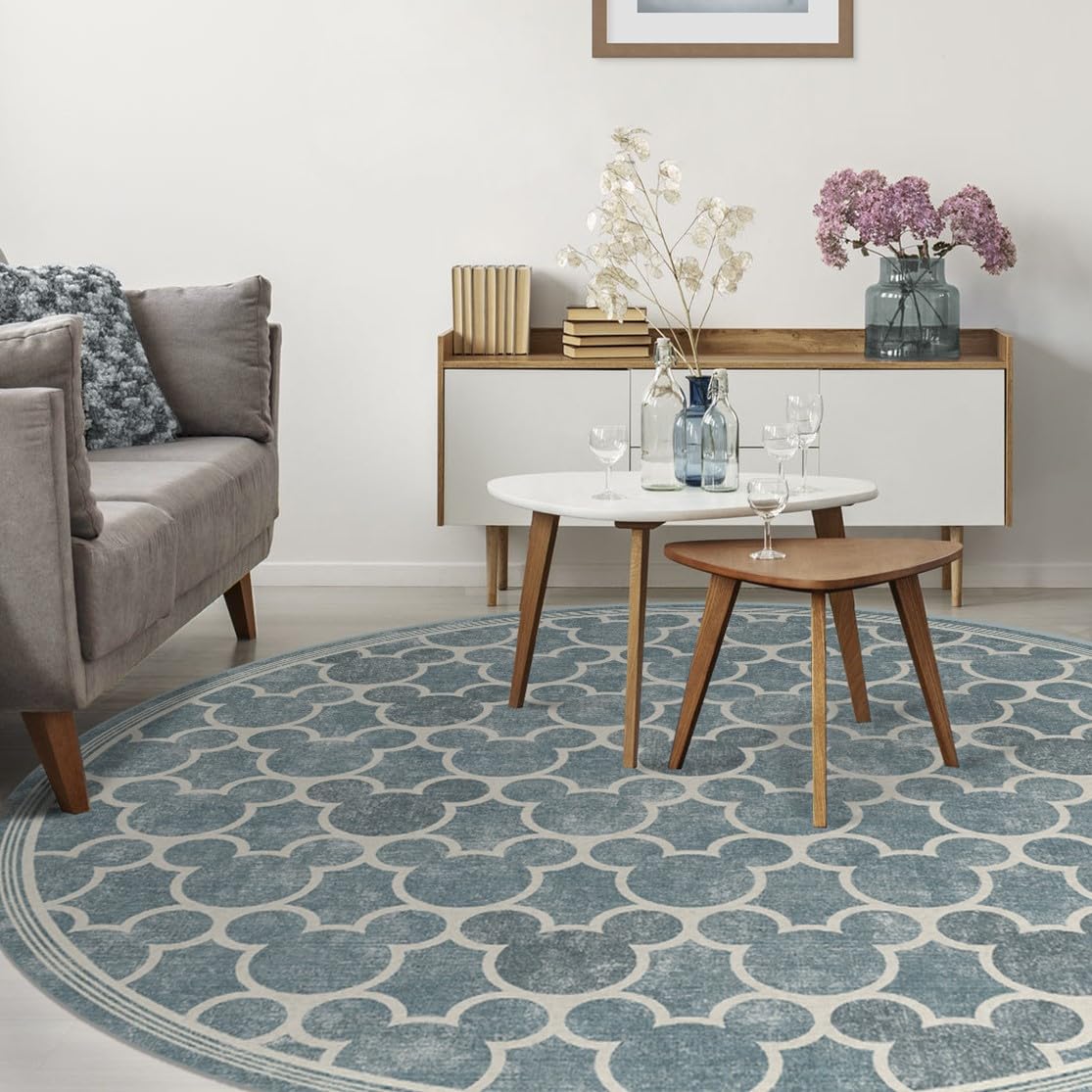 RUGGABLE Disney Classic Minnie Mouse Washable Rug - Perfect Area Rug for Nursery Playroom Kids Room - Pet & Child Friendly - Stain & Water Resistant - Trellis Pink 5&