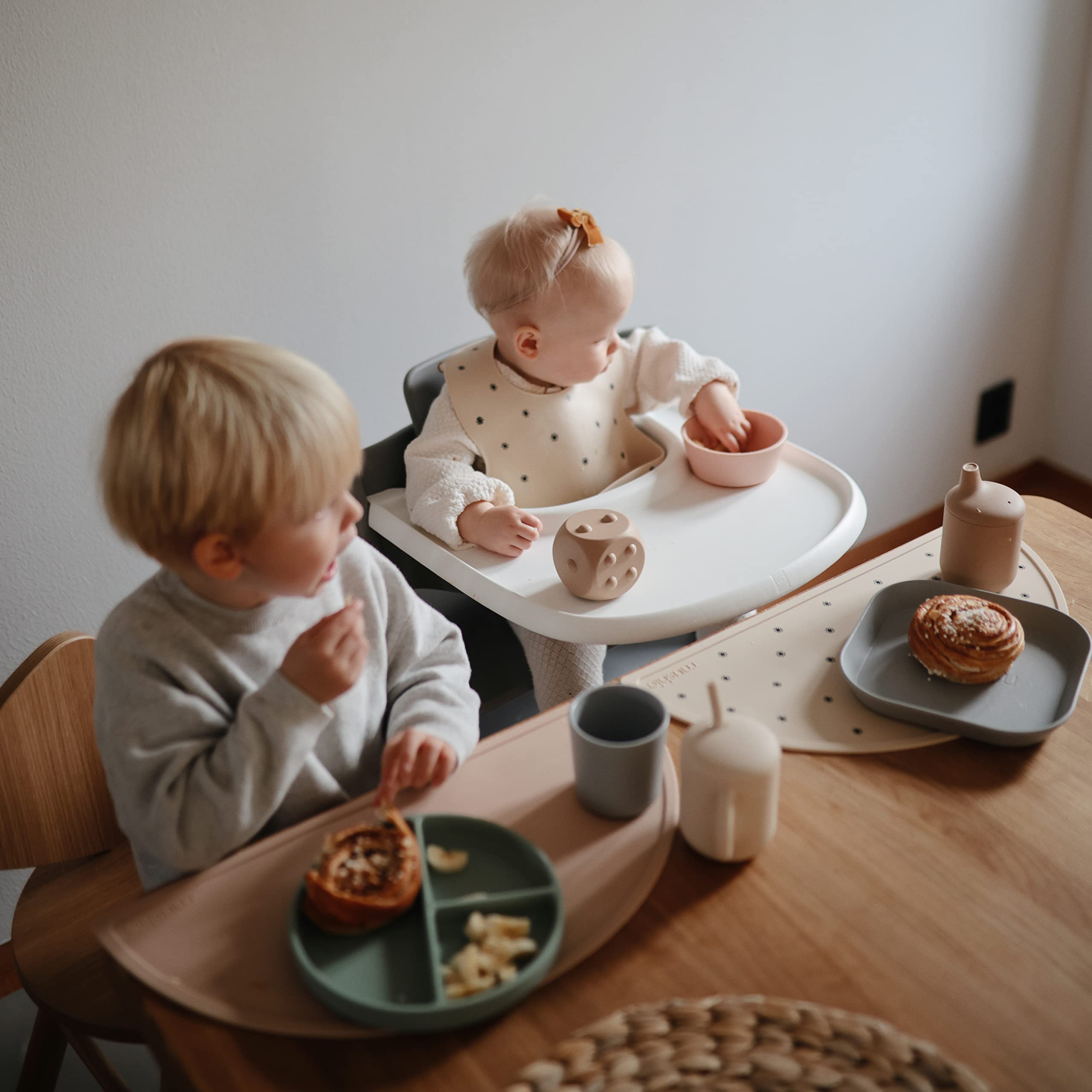 mushie Silicone Baby Bib | Adjustable Fit Waterproof Bibs (Whales)