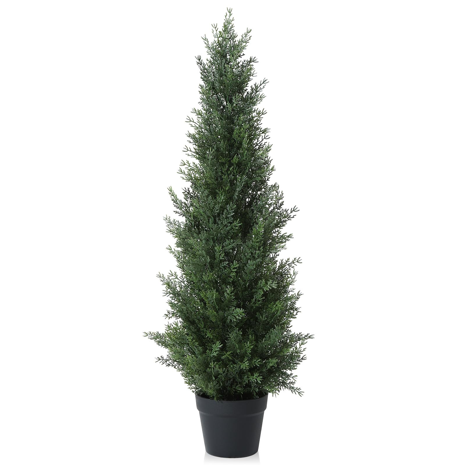 3FT Artificial Cedar Topiary Trees for Outdoors Potted Fake Cypress Trees Faux Evergreen Plants for Home Porch Decor Set of 2