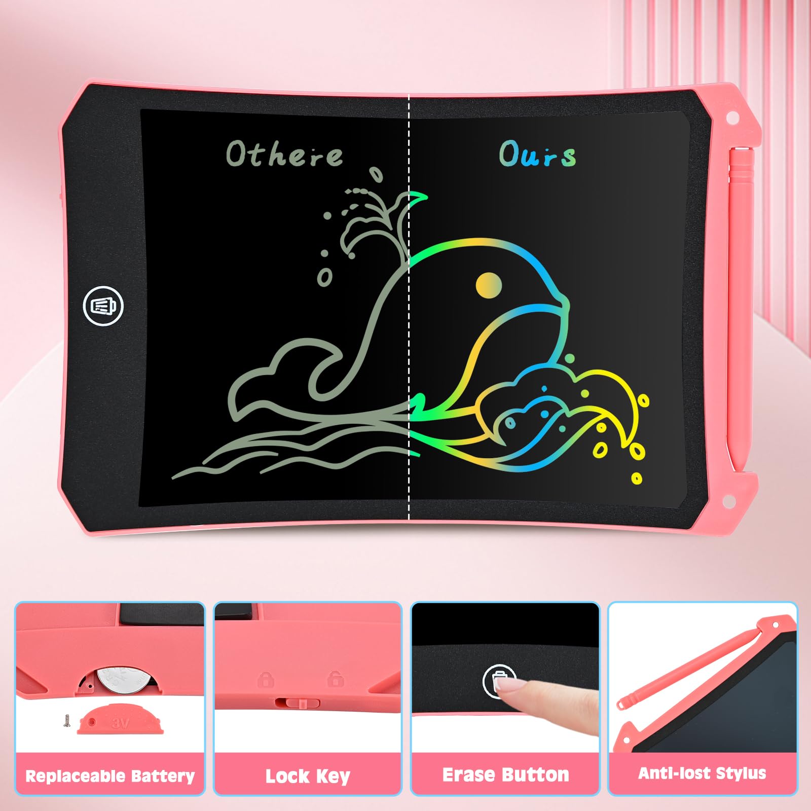 cimetech 2 Pack LCD Writing Tablet for Kids Toys, Colorful Drawing Tablet Doodle Board Writing Pad for Toddler Gifts, Kids Travel Essentials, Christmas Stocking Stuffers for 3-12 Years Boys Girls