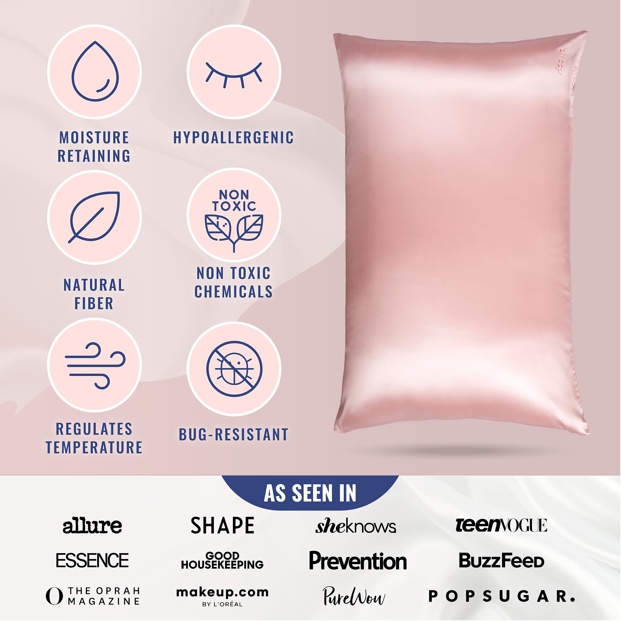 Blissy Silk Pillowcase - 100% Pure Mulberry Silk - 22 Momme 6A High-Grade Fibers - Silk Pillow Cover for Hair & Skin - Regular, Queen & King with Hidden Zipper (Standard,Blissy White)