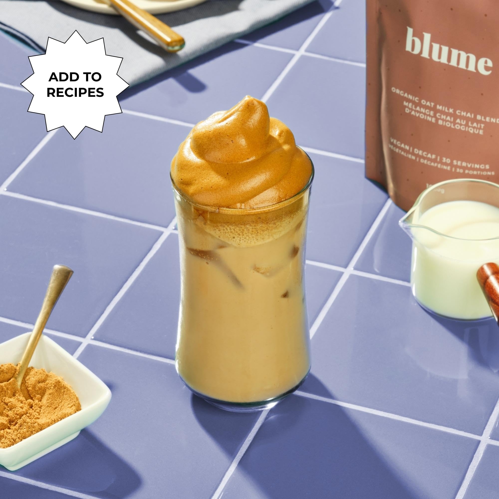 Blume Rose London Fog Latte with Zero Sugar or Caffeine - Certified Organic, Vegan and Gluten-Free - Tart Cherry & Rosehips blend rich Antioxidant & Vitamin to Ease Bloating and Boost Your Natural Glow - 30 Servings