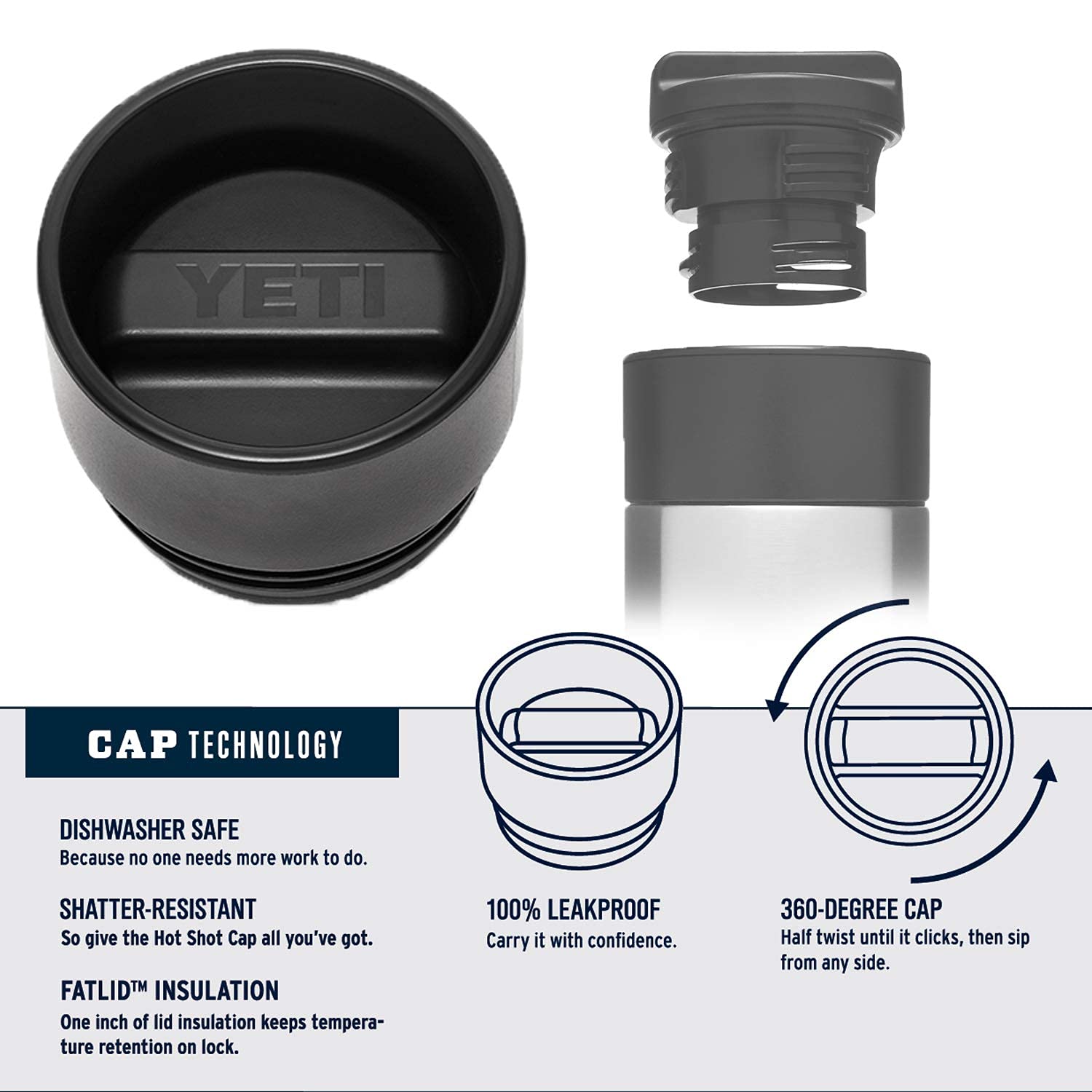 YETI Rambler 12 oz Bottle, Stainless Steel, Vacuum Insulated, with Hot Shot Cap