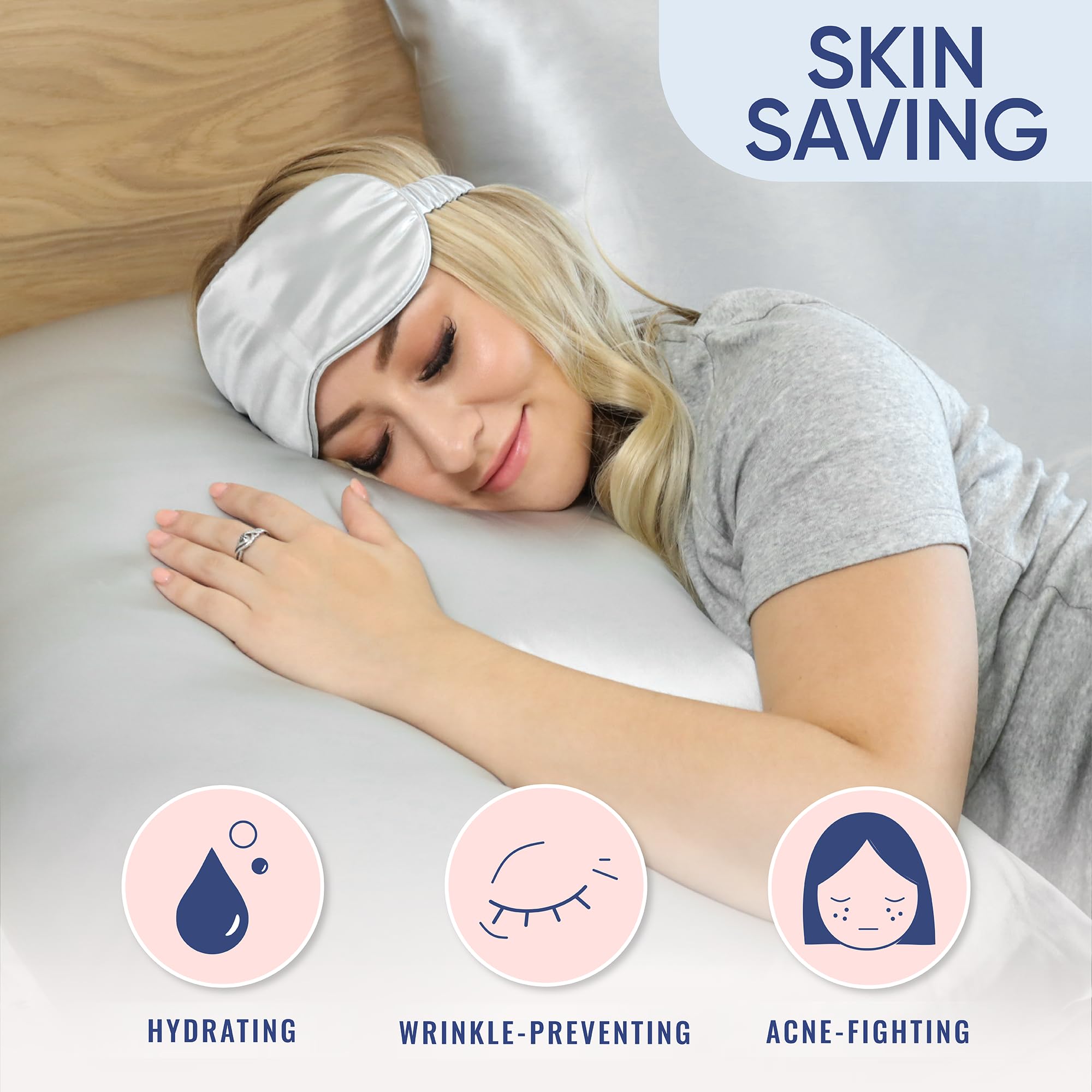 Blissy Silk Pillowcase - 100% Pure Mulberry Silk - 22 Momme 6A High-Grade Fibers - Silk Pillow Cover for Hair & Skin - Regular, Queen & King with Hidden Zipper (Standard,Blissy White)