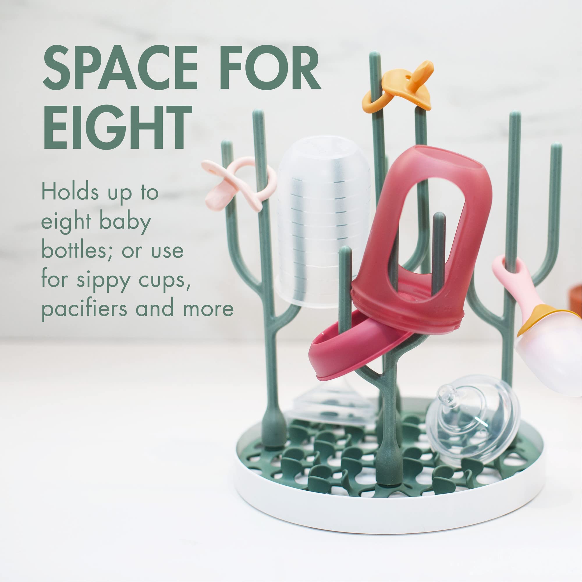 Boon DESERT Baby Bottle Countertop Drying Rack, Green, 1.0 Pound