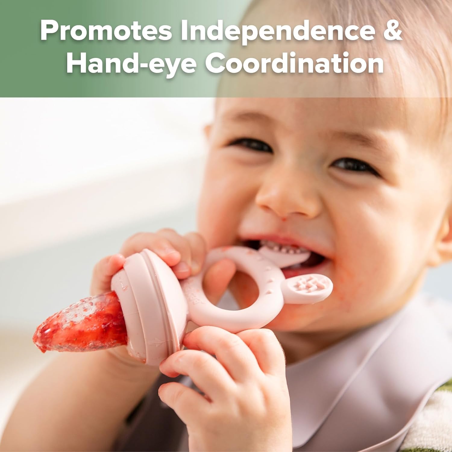 Haakaa Baby Fruit Food Feeder & Mini Freezer Nibble Tray Combo, Breastmilk Popsicle Molds for Cooling Relief, BPA Free Silicone Feeder for Safe Infant Self Feeding, 4 Month+ (Pea Green)