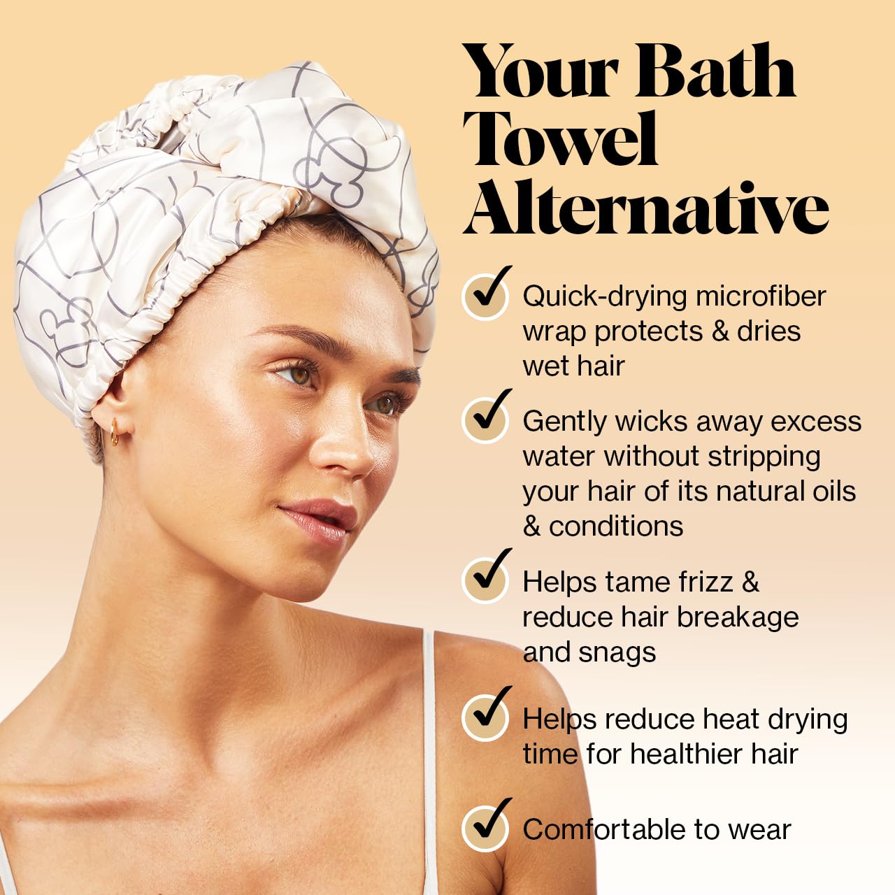 Kitsch Microfiber Hair Towel Wrap - Quick Dry Curly Hair Wraps for Women Wet Hair | Microfiber Towel for Hair | Hair Drying Towel Wrap | Hair Towels for Women | Hair Turban for Wet Hair (Blush)