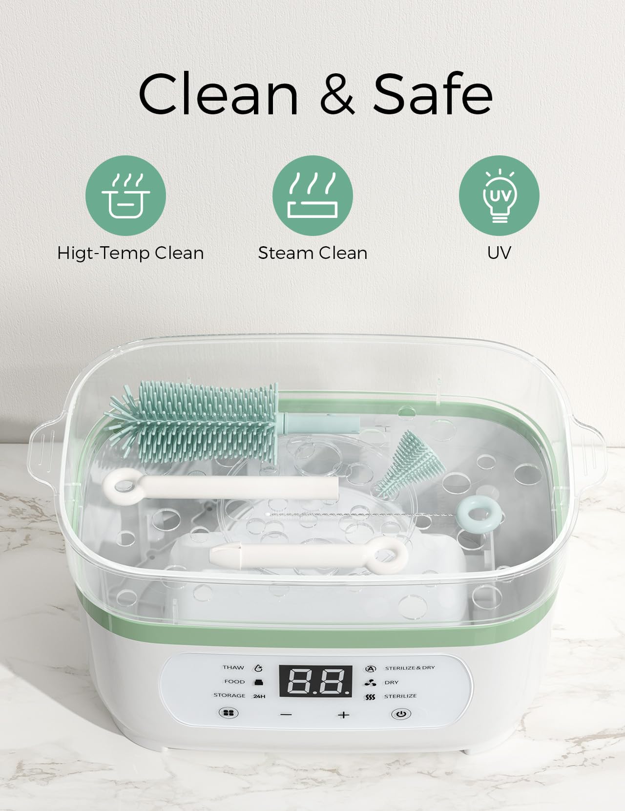 Momcozy Bottle Brush Kit, Innovative Push-Press Design for Better Cleaning - Baby Bottle Cleaner Brush for Baby Bottle, Breast Pumps, Nipples, and More - Can Generate Foam for Better Cleaning, Pink