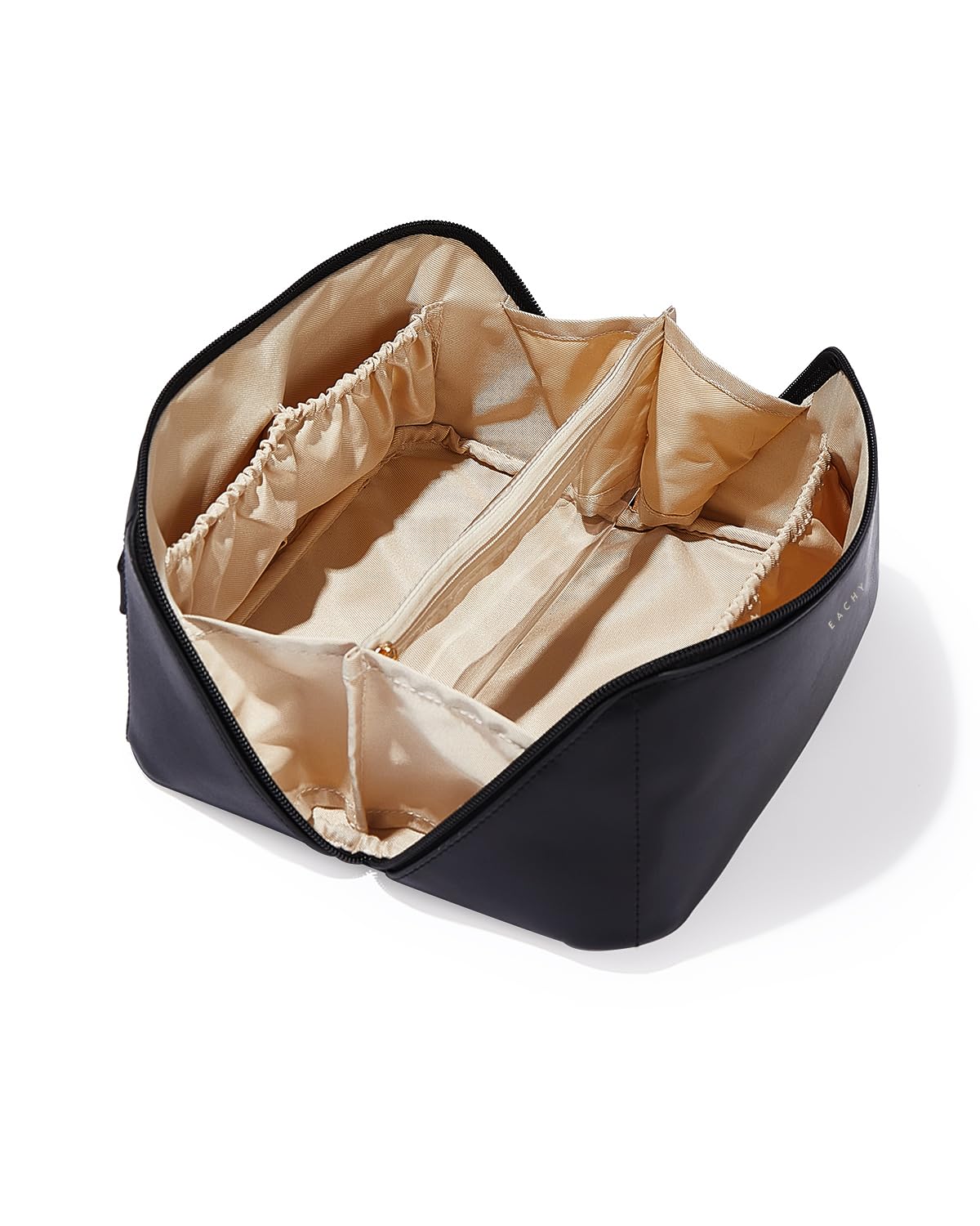 EACHY Travel Makeup Bag,Large Capacity Cosmetic Bags for Women,Waterproof Portable Pouch Open Flat Toiletry Bag Make up Organizer with Divider and Handle