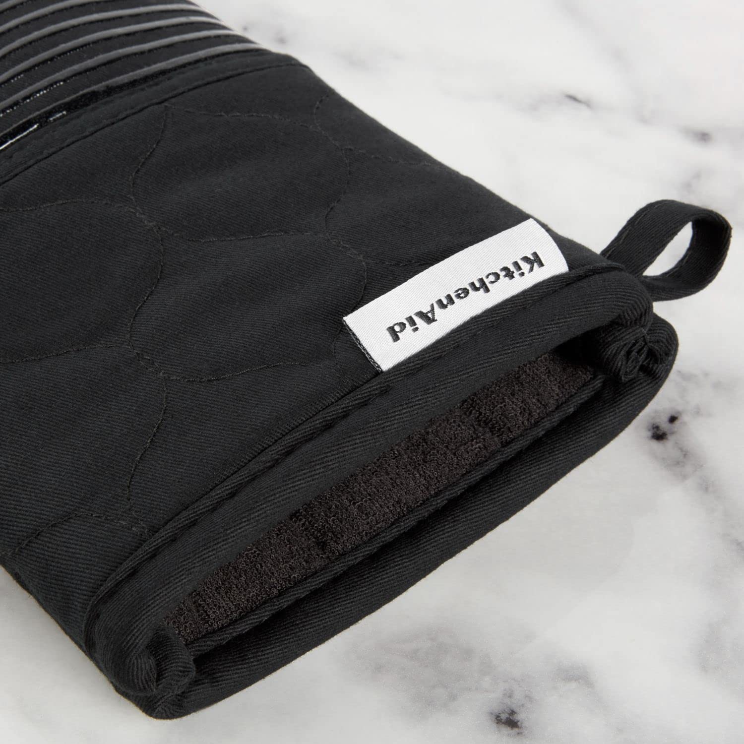 KITCHENAID Quilted Cotton Terry Cloth Oven Mitt, Pot Holder, Kitchen Towel 4-Pack Set, Heat Resistant, Silicone Grip, Gift Set, Milkshake, 16"x26", 7"x13" & 7"x10"