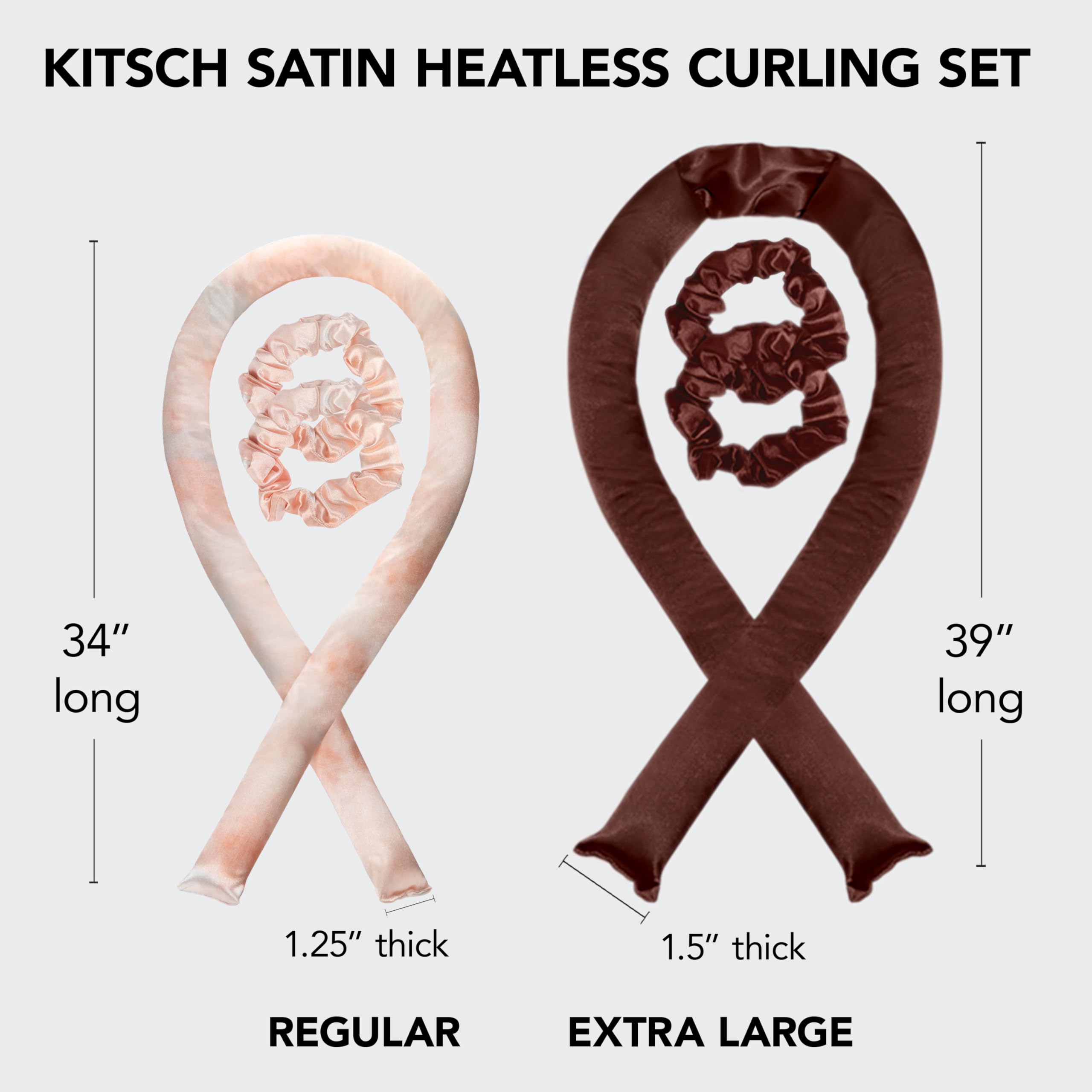 Kitsch Satin Heatless Curling Set for No-Heat Soft Curls | Overnight Hair Curlers & Curling Rod Headband, Frizz-Free Styling | Gentle Rollers for All Hair Types - 1 Pack (Charcoal)