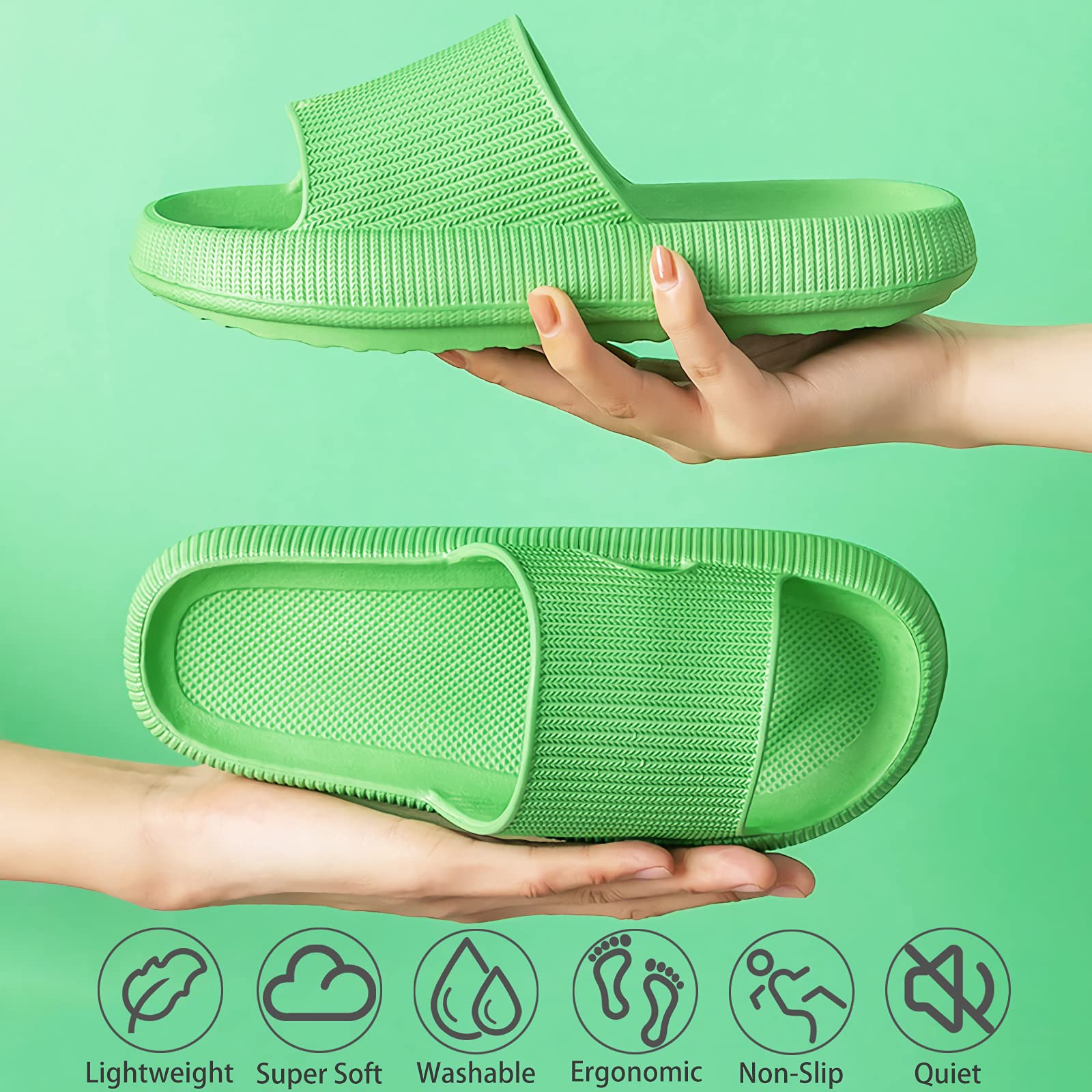 rosyclo Cloud Slippers for Women and Men, Pillow House Slippers Shower Shoes Indoor Slides Bathroom Sandals, Ultimate Comfort, Lightweight, Thick Sole, Non-Slip, Easy to Clean