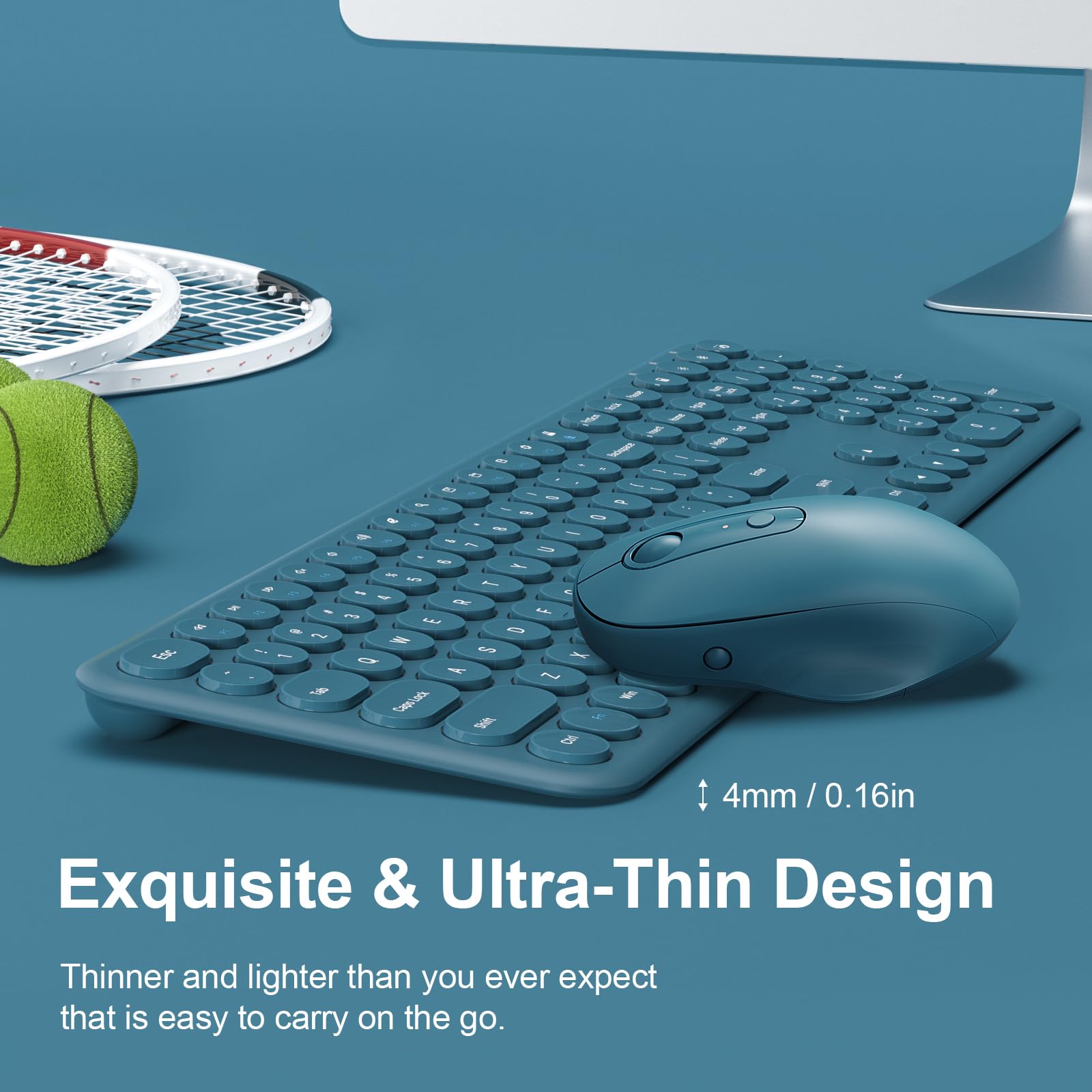 Wireless Keyboard and Mouse, XTREMTEC Cute Keyboard Retro Round Keycap - 2.4GHz Ultra-Slim Quiet Aesthetic Keyboard for Mac Computer Laptop PC Desktops (Rosegold)