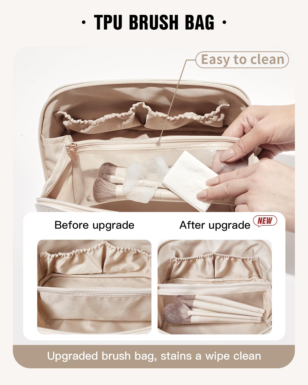 EACHY Travel Makeup Bag,Large Capacity Cosmetic Bags for Women,Waterproof Portable Pouch Open Flat Toiletry Bag Make up Organizer with Divider and Handle