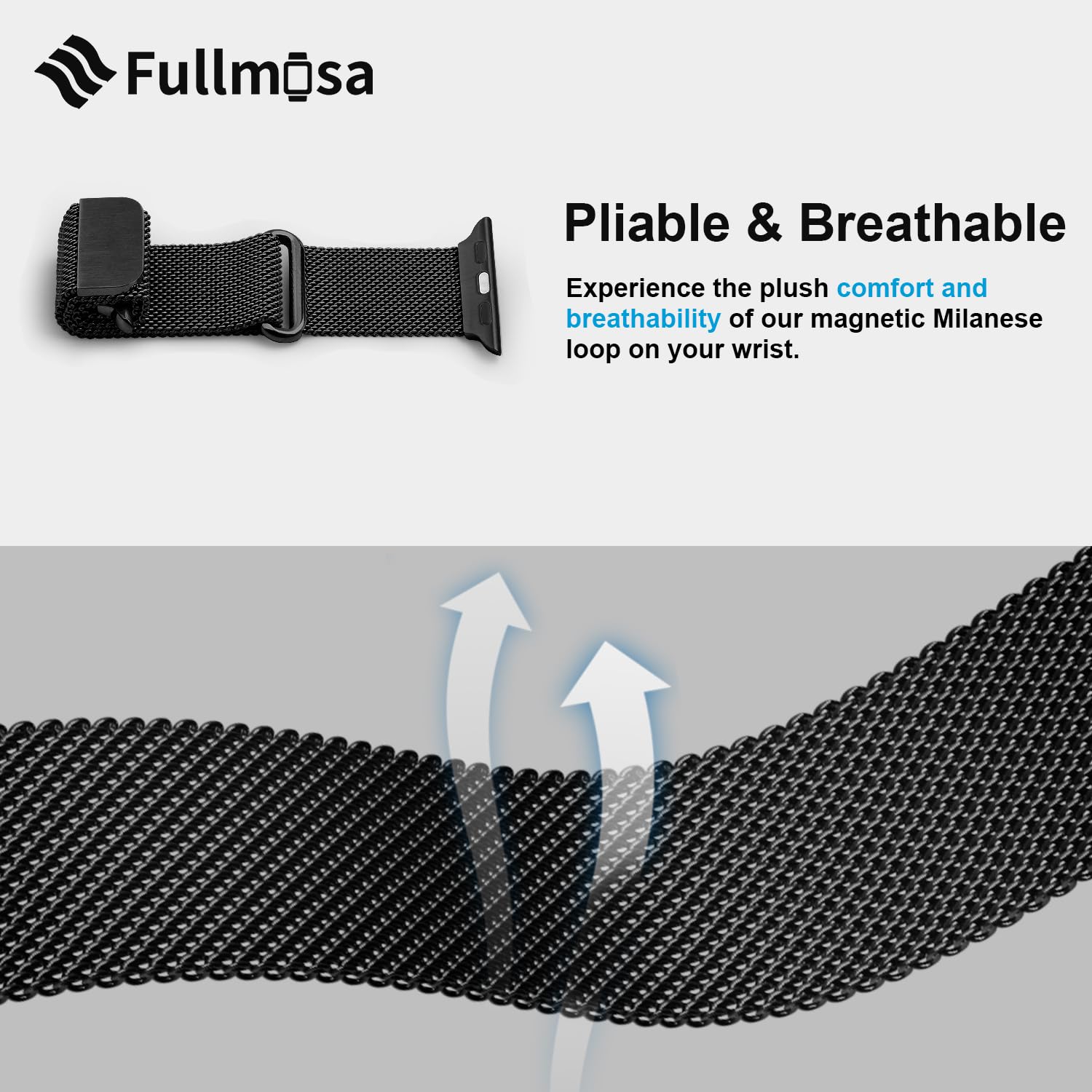 Fullmosa Compatible with Apple Watch Band 49mm 46mm 45mm 44mm 42mm 41mm 40mm 38mm Women Men, Stainless Steel Milanese Loop Replacement iWatch Bands Ultra 2/1 Series 10 9 8 7 6 5 4 3 2 1 SE