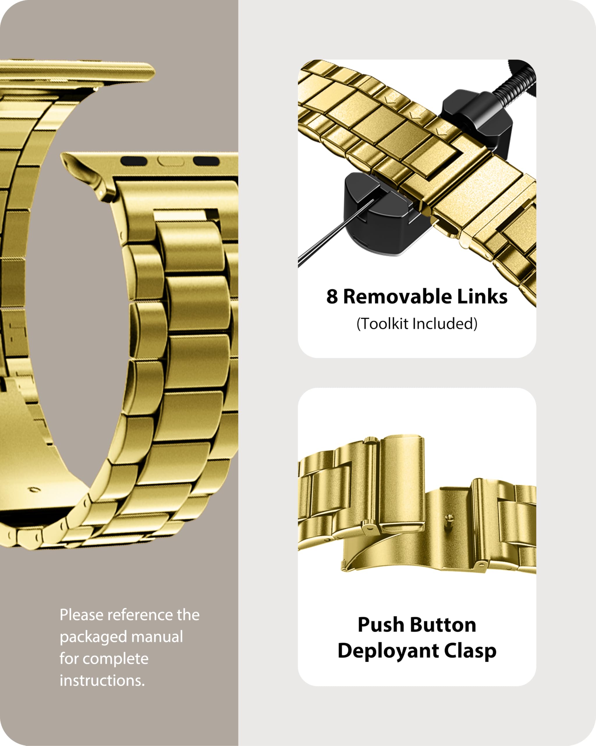 Fullmosa Compatible with Apple Watch Band 49mm 45mm 44mm 42mm 41mm 40mm 38mm, Stainless Steel iWatch Band with Case Compatible for Apple Watch Ultra 2 Ultra Series 10 9 8 7 6 5 4 3 2 1&iWatch SE