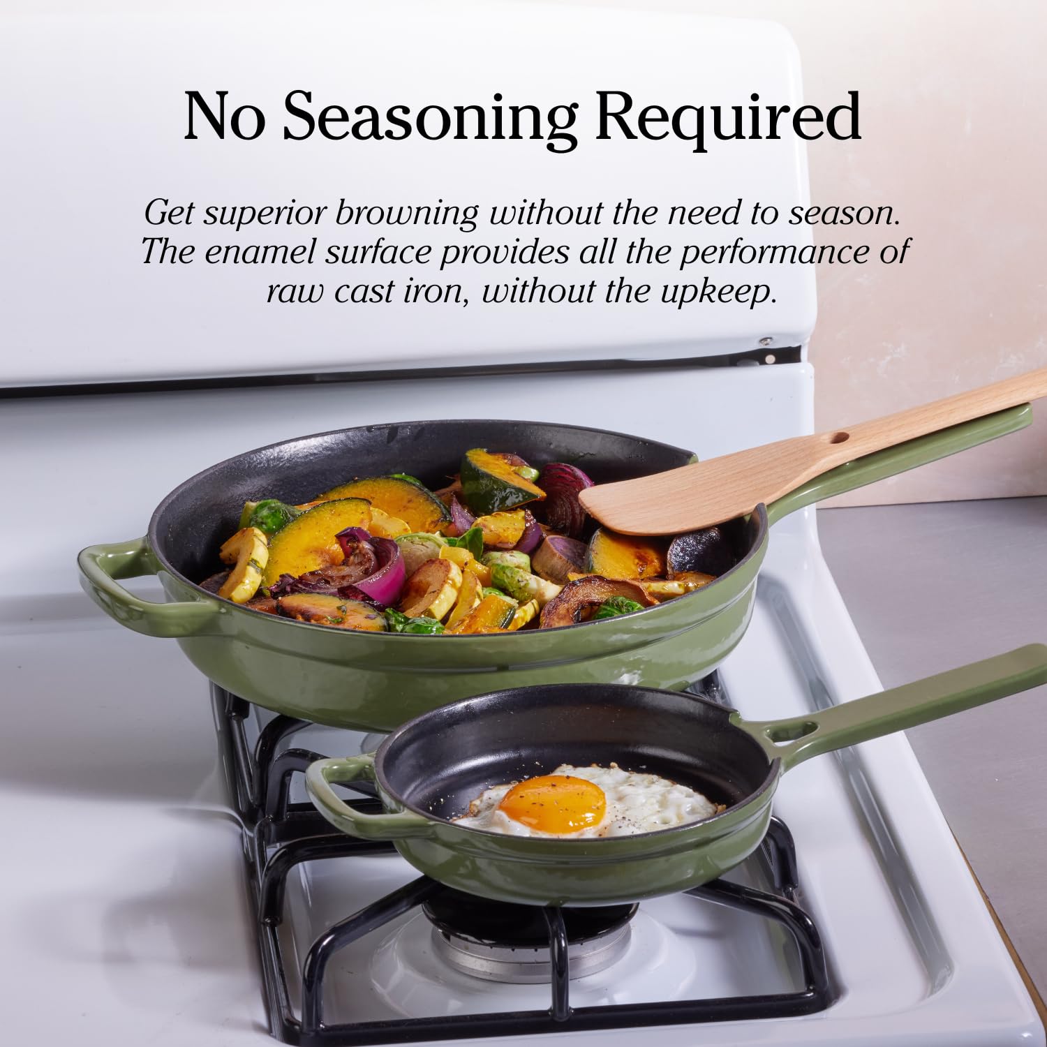 Our Place Cast Iron Always Pan | Premium Enameled, Toxin-Free Surface | 10-inch 8-in-1 Multifunctional Cookware System | Lid, Handle Covers | Heavy Duty Skillet | Oven & High Heat Safe | Sage
