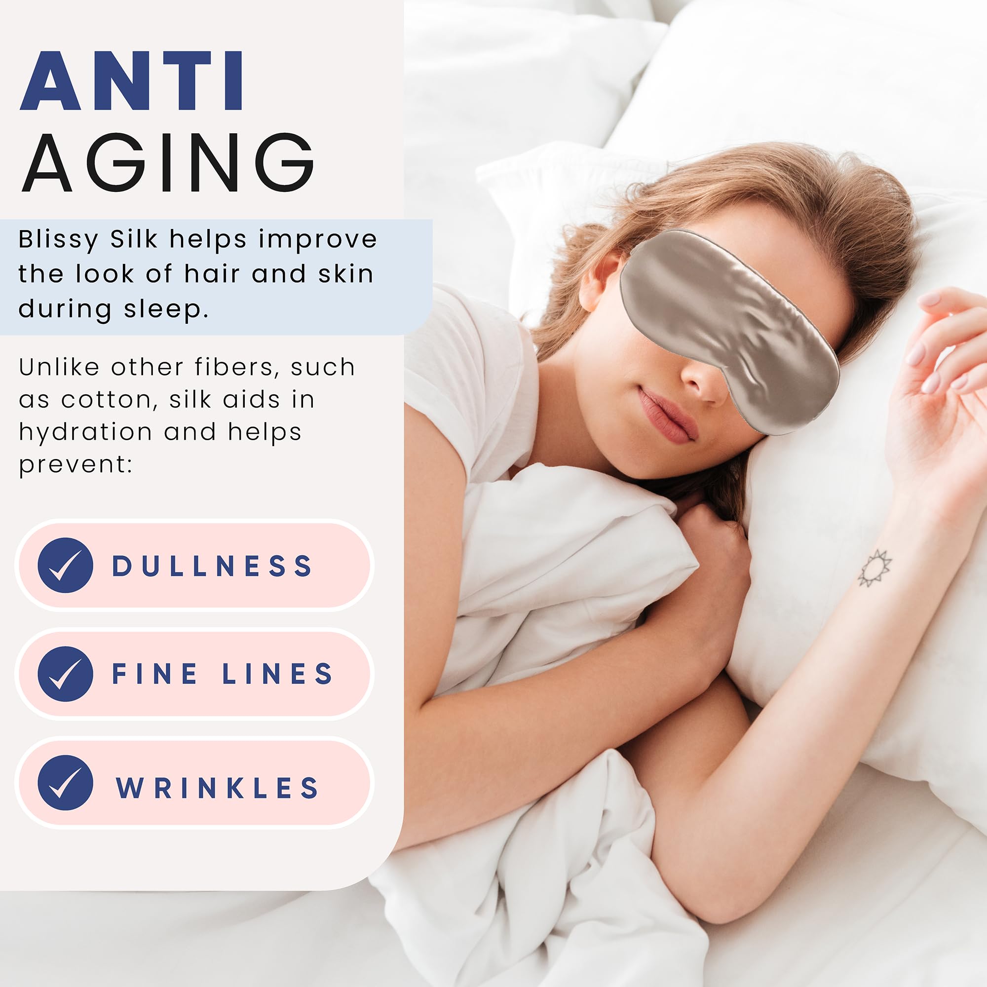 Blissy Silk Sleep Mask - Silk Eye Sleeping Mask for Women & Men for Total Blackout - Silk Eye Mask - 100% Pure Mulberry Silk, 22 Momme 6a Fibers - Blindfold Silk Sleep Mask Side Sleeper Eye Cover