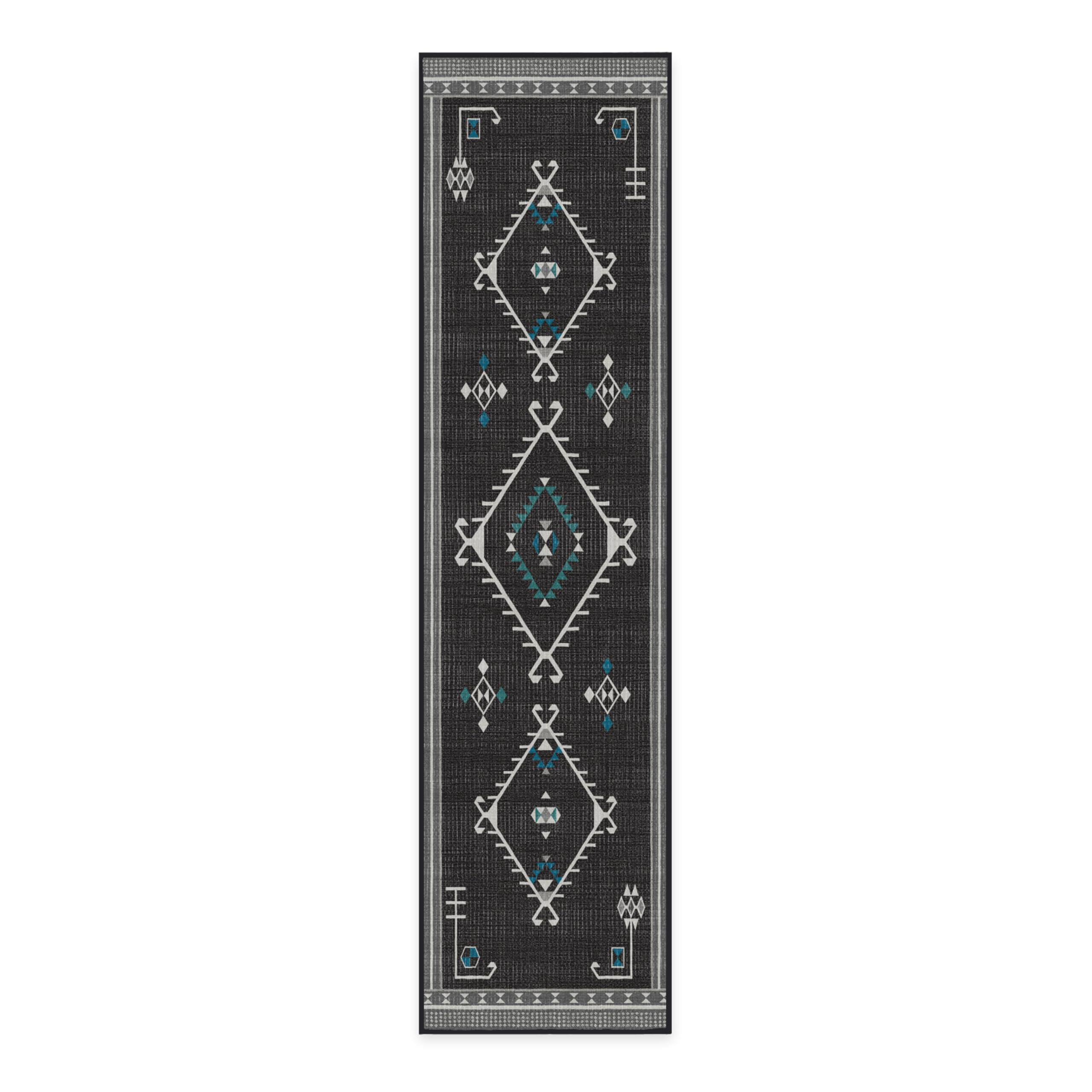 RUGGABLE Damali Runner Rug - Perfect Boho Washable Rug for Entryway Hallway Kitchen - Pet & Child Friendly - Non-Toxic - Stain & Water Resistant - Black & White 2.5&