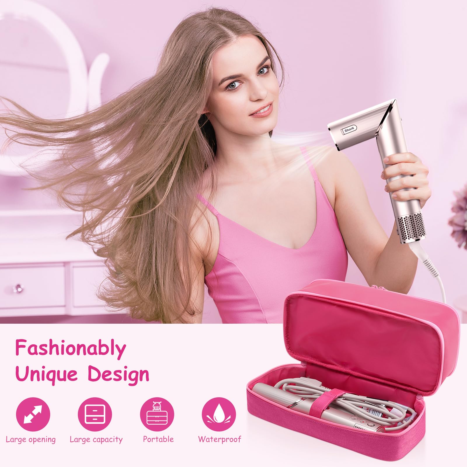 Travel Carrying Case for Hair Dryer Shark Flexstyle Dyson Airwrap Brush Double-Layer Hair Accessories Tools Storage Bag for Revlon Hairdryer Styler Organizer