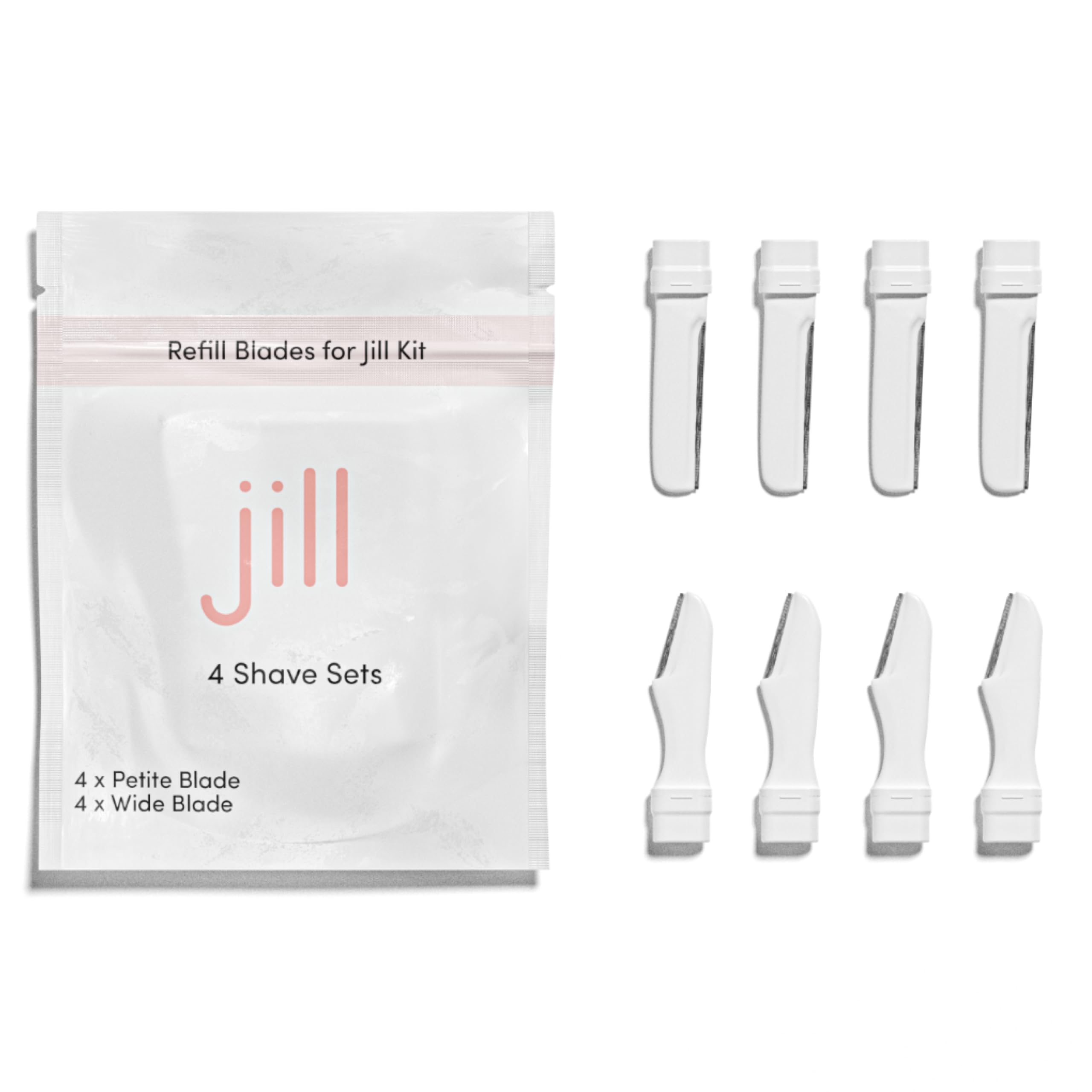Jill Dermaplane Razor Refills | 4 Shave Sets, 8 Dermaplane Refill Blades | Sensitive Skin Razor Blades to Exfoliate & Smooth Skin