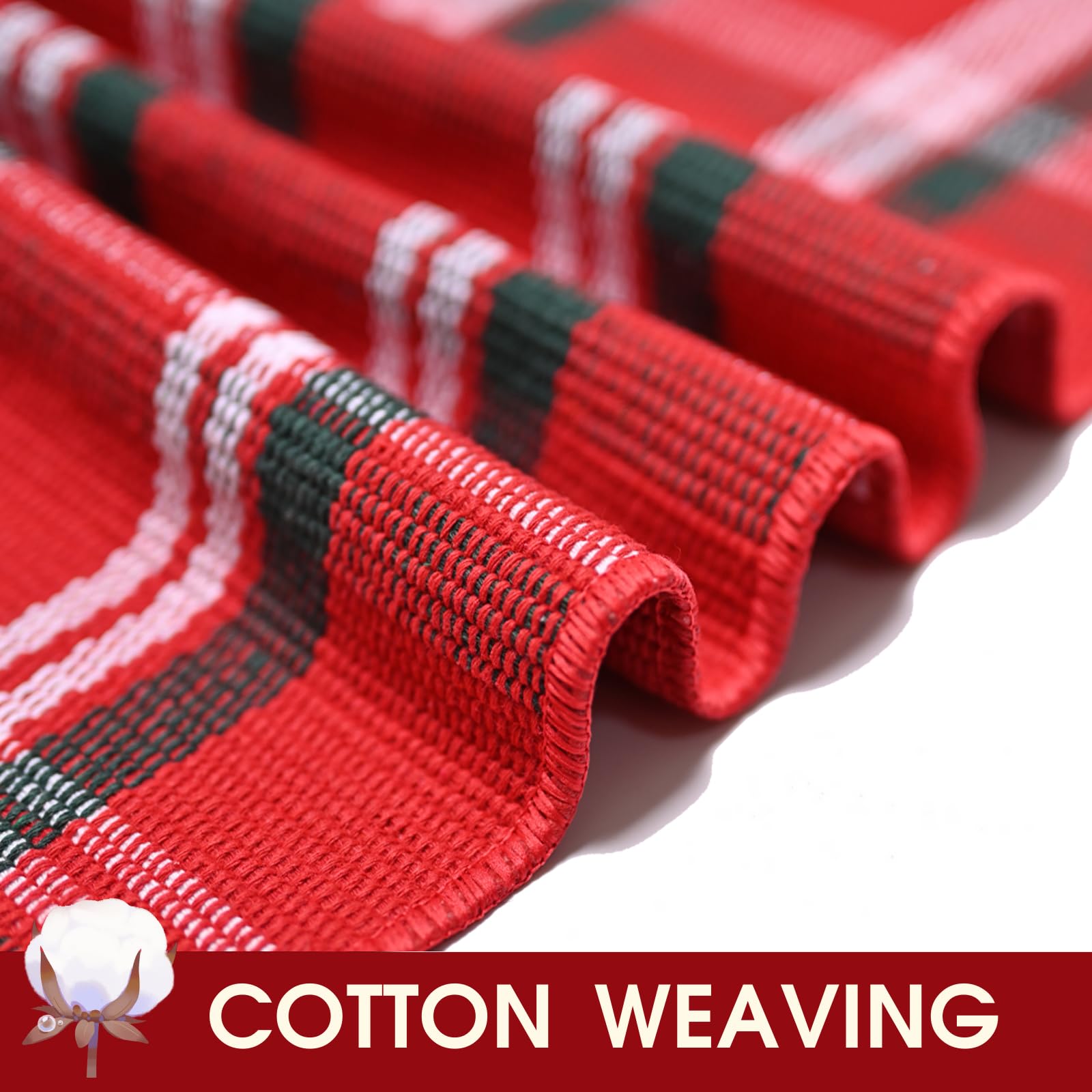 Christmas Red and White Plaid Rug - 28 x 43 Inches Outdoor Front Door Decor Mat Cotton Washable Hand-Woven Rug Christmas New Year Holiday Porch Entryway Layered Doormat